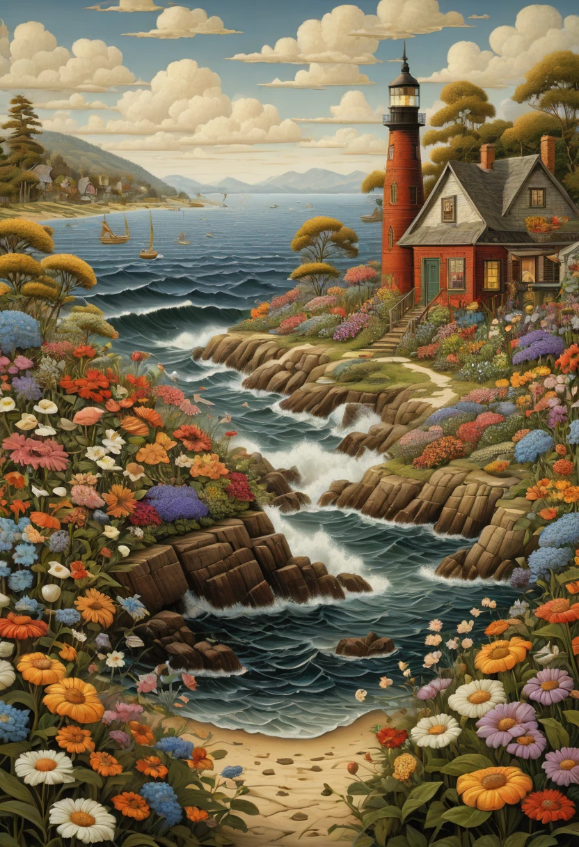 sea of flowers, by Charles Wysocki, best quality, masterpiece, Representative work, official art, Professional, Ultra intricate detailed, 8k