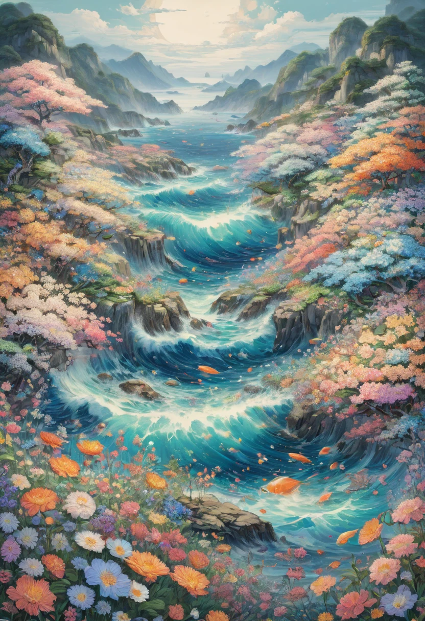 sea of flowers, by yukisakura, best quality, masterpiece, Representative work, official art, Professional, Ultra intricate detailed, 8k
