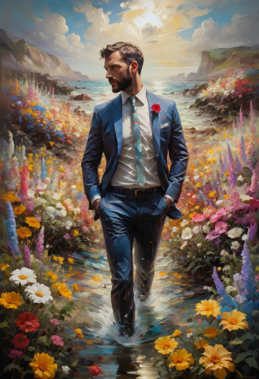 sea of flowers, by Conor Harrington, best quality, masterpiece, Representative work, official art, Professional, Ultra intricate detailed, 8k
