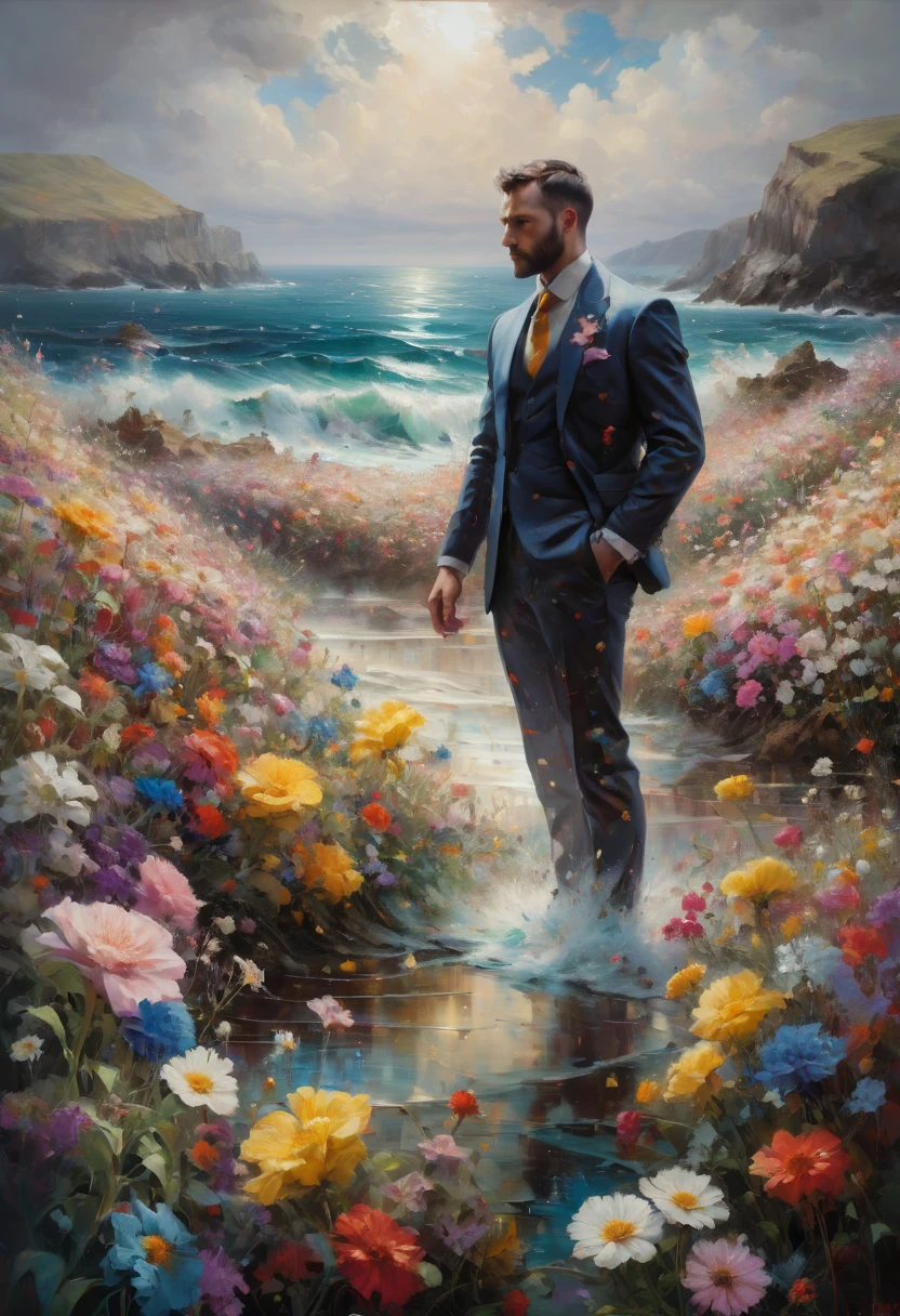 sea of flowers, by Ross Tran, best quality, masterpiece, Representative work, official art, Professional, Ultra intricate detailed, 8k