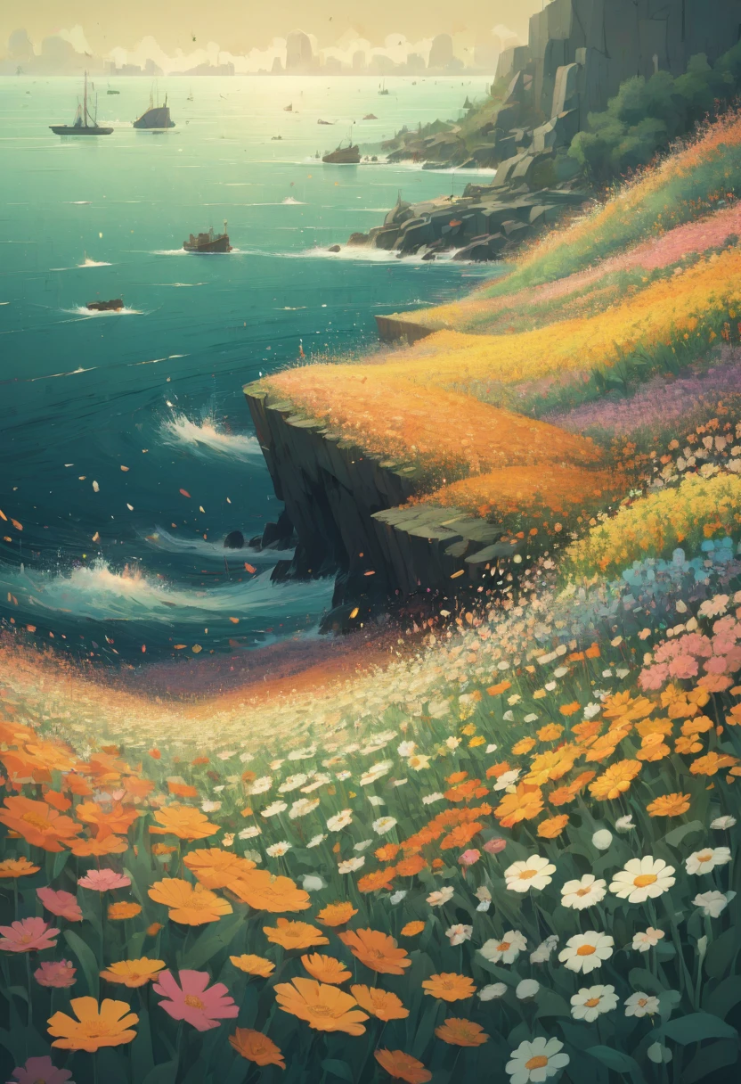sea of flowers, by Dan Matutina, best quality, masterpiece, Representative work, official art, Professional, Ultra intricate detailed, 8k