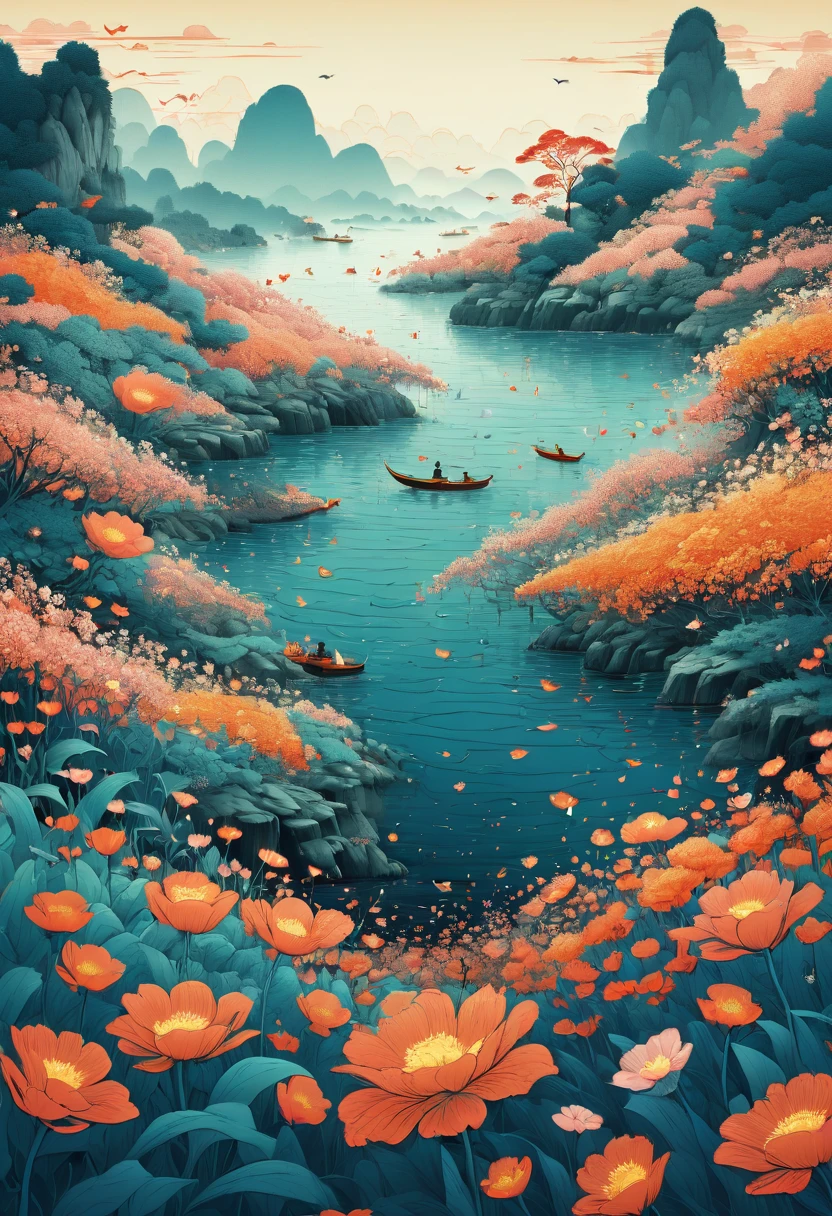 sea of flowers, by Tang Yau Hoong, best quality, masterpiece, Representative work, official art, Professional, Ultra intricate detailed, 8k