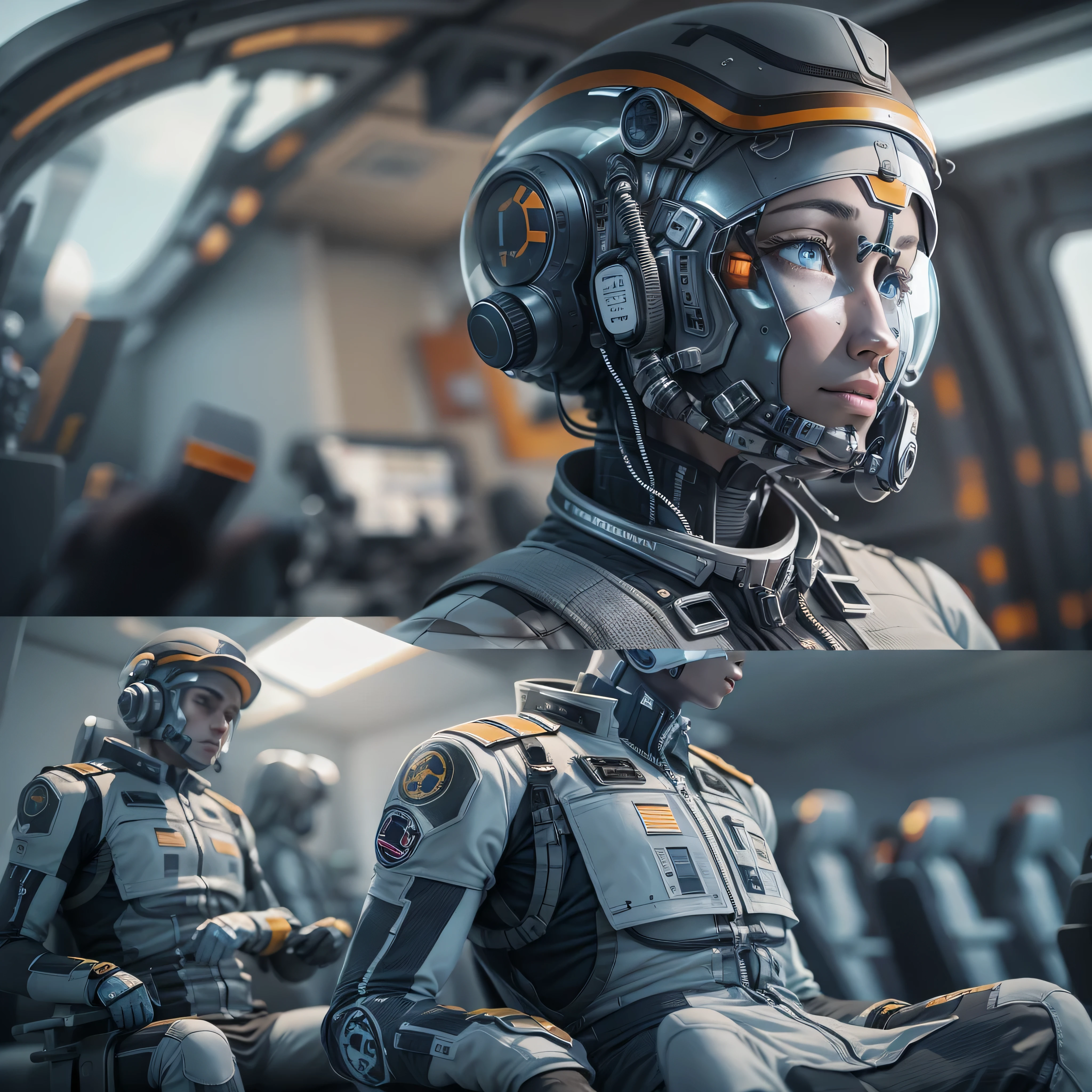 An artificial intelligence Pilot robot, in a Plane, and the robot is wearing a pilot's uniform, Pilot hat, photo-realistic, octane render, unreal engine, ultra-realistic