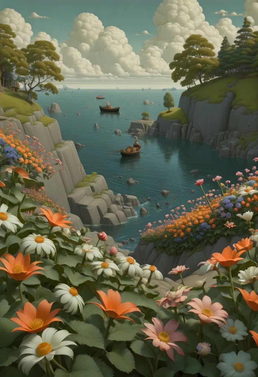 sea of flowers, by Chris Van Allsburg, (best quality, masterpiece, Representative work, official art, Professional, Ultra intricate detailed, 8k:1.3)