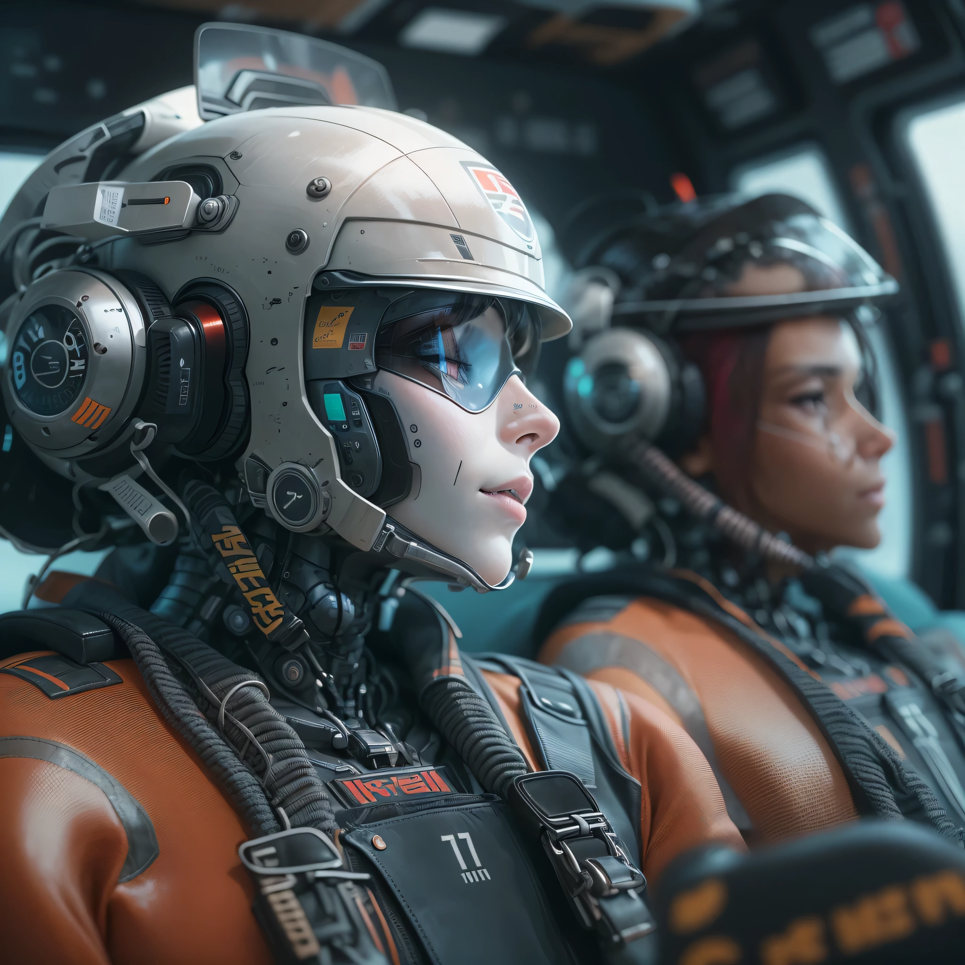 An artificial intelligence Pilot robot, in a Plane, and the robot is wearing a pilot's uniform, Pilot hat, photo-realistic, octane render, unreal engine, ultra-realistic