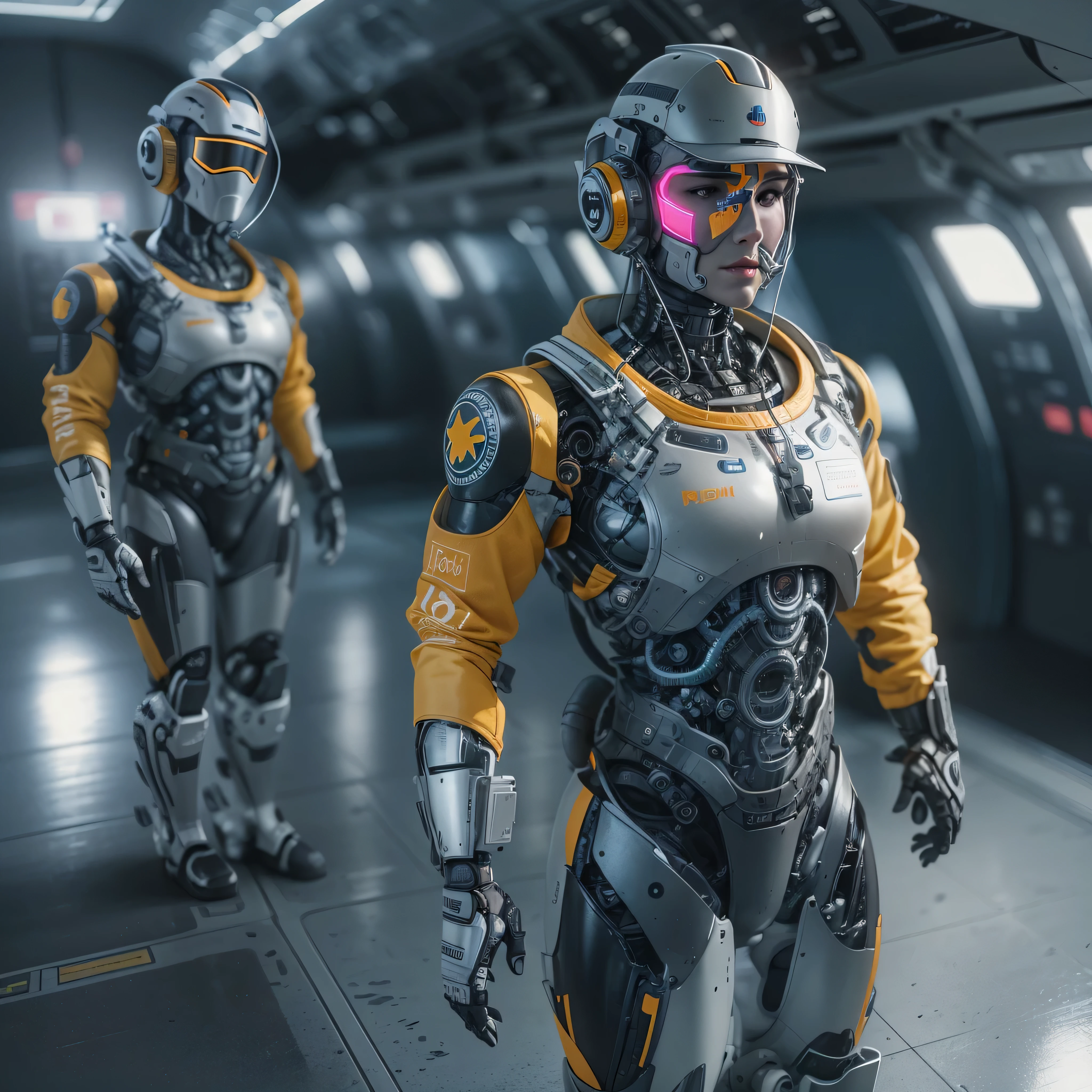 An artificial intelligence Pilot robot, in a Plane, and the robot is wearing a pilot's uniform, Pilot hat, photo-realistic, octane render, unreal engine, ultra-realistic