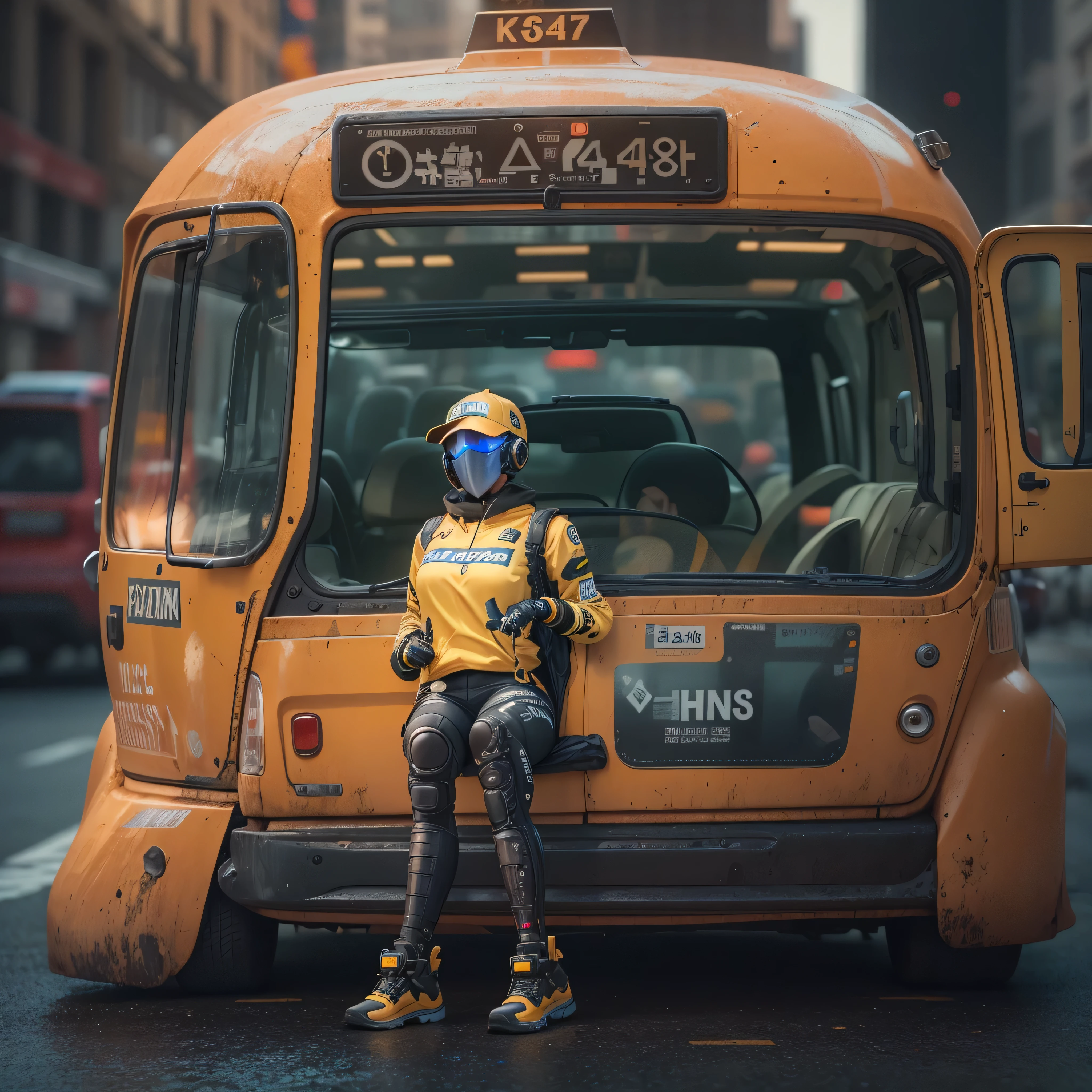 An artificial intelligence Cabdriver robot, in a yellow cab, and the robot is the driver, photo-realistic, octane render, unreal engine, ultra-realistic