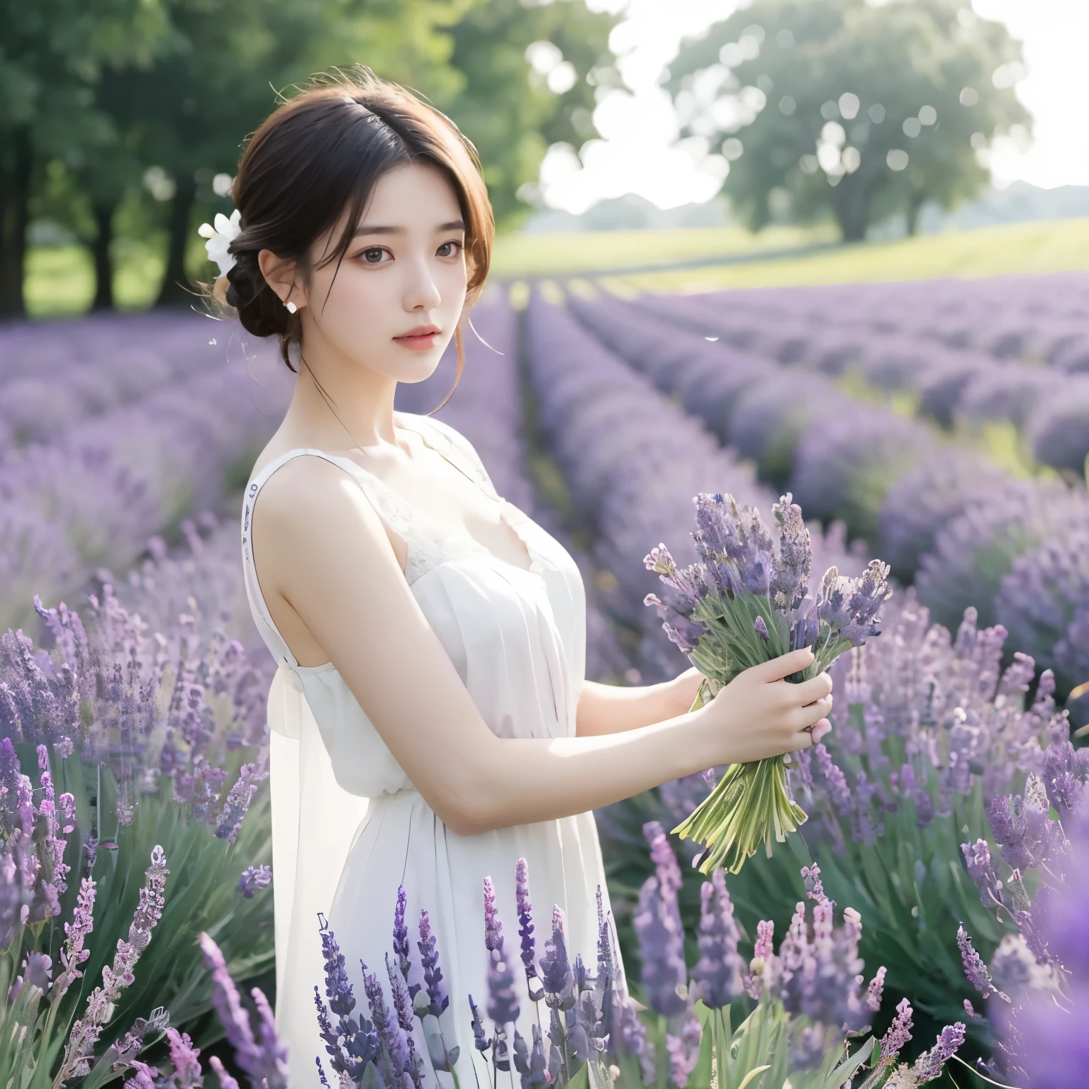 The best quality, masterpieces, official art, lavender,lavender flowers, beautiful and aesthetic