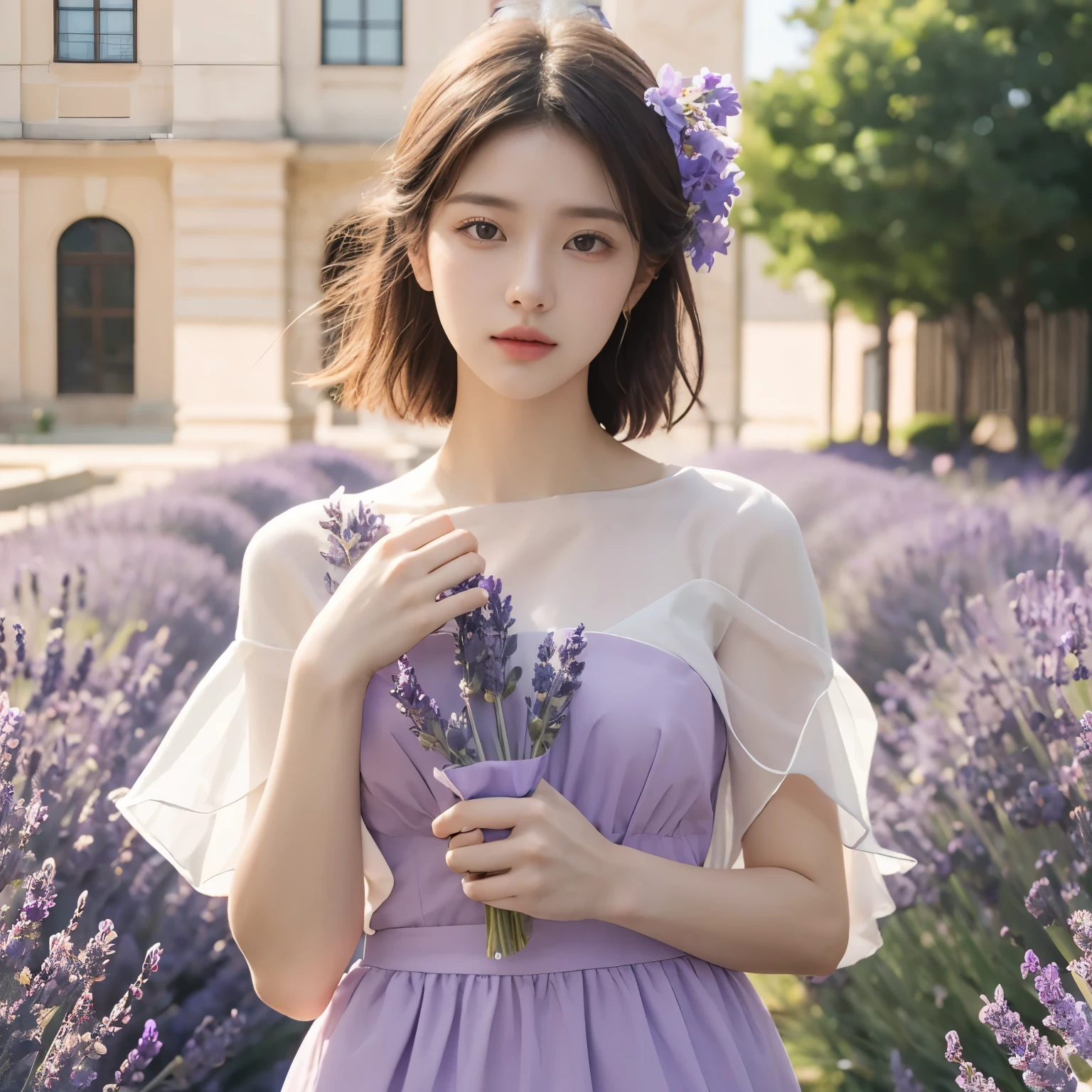 The best quality, masterpieces, official art, lavender,lavender flowers, beautiful and aesthetic