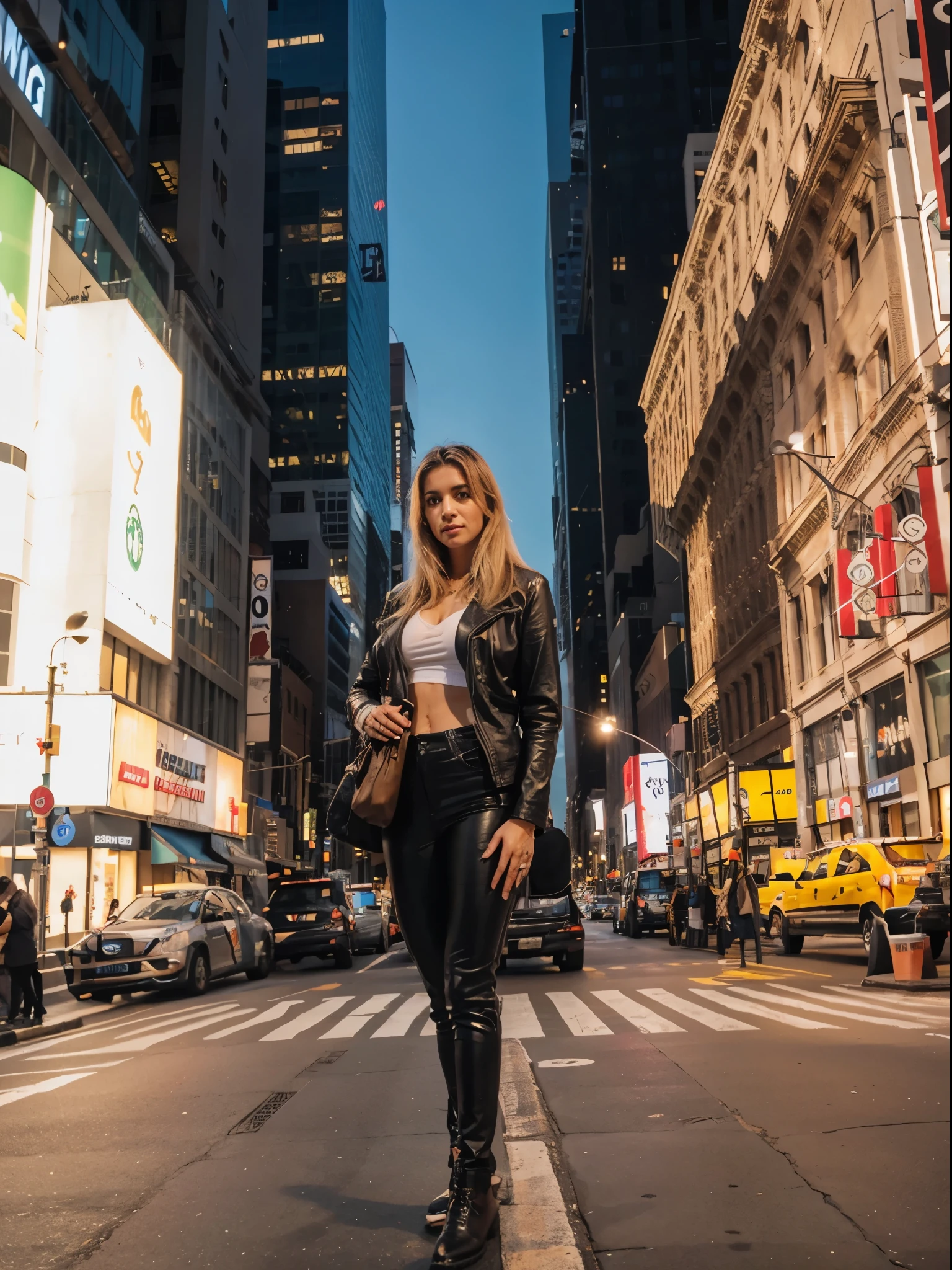 Uma mulher, extremamente realista, muito linda, em Nova York