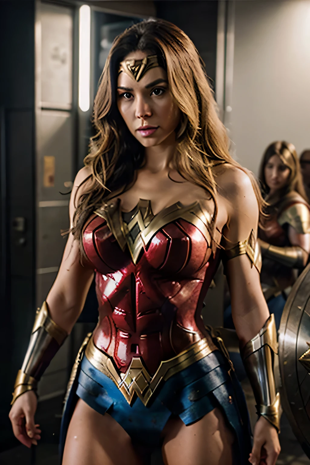 superhero wonder woman blonde cinematic realistic