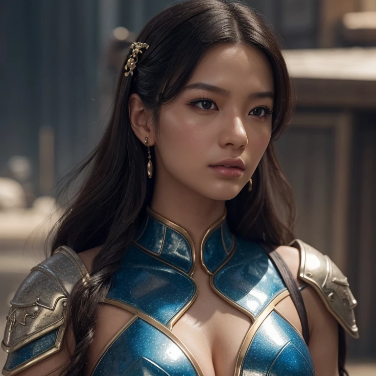 a close up of a woman in a silver and blue dress, chengwei pan on artstation, by Yang J, detailed fantasy art, stunning character art, fanart best artstation, epic exquisite character art, beautiful armor, extremely detailed artgerm, detailed digital anime art, artgerm on artstation pixiv, armor girl