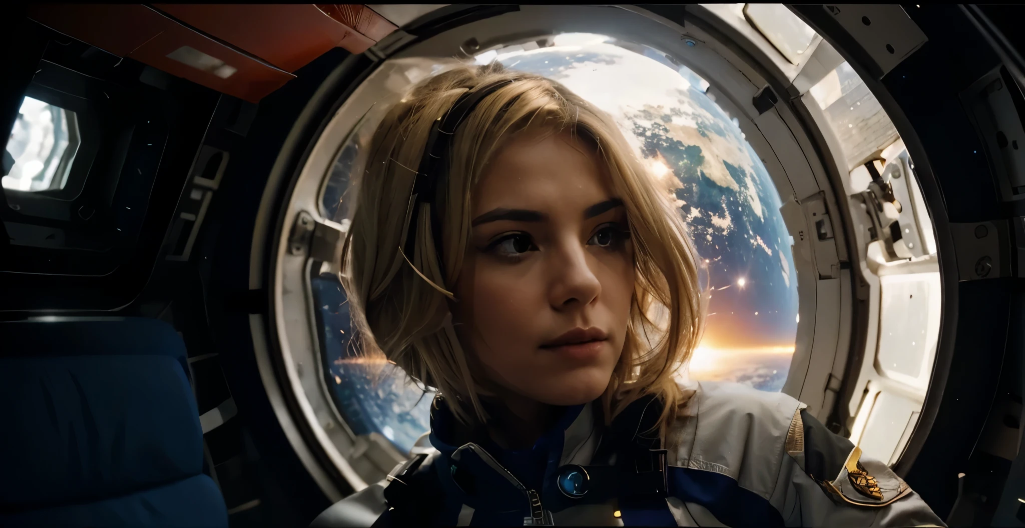 deep space,(earth from space),sunrise, high definition, photorealistic, real, (stars)