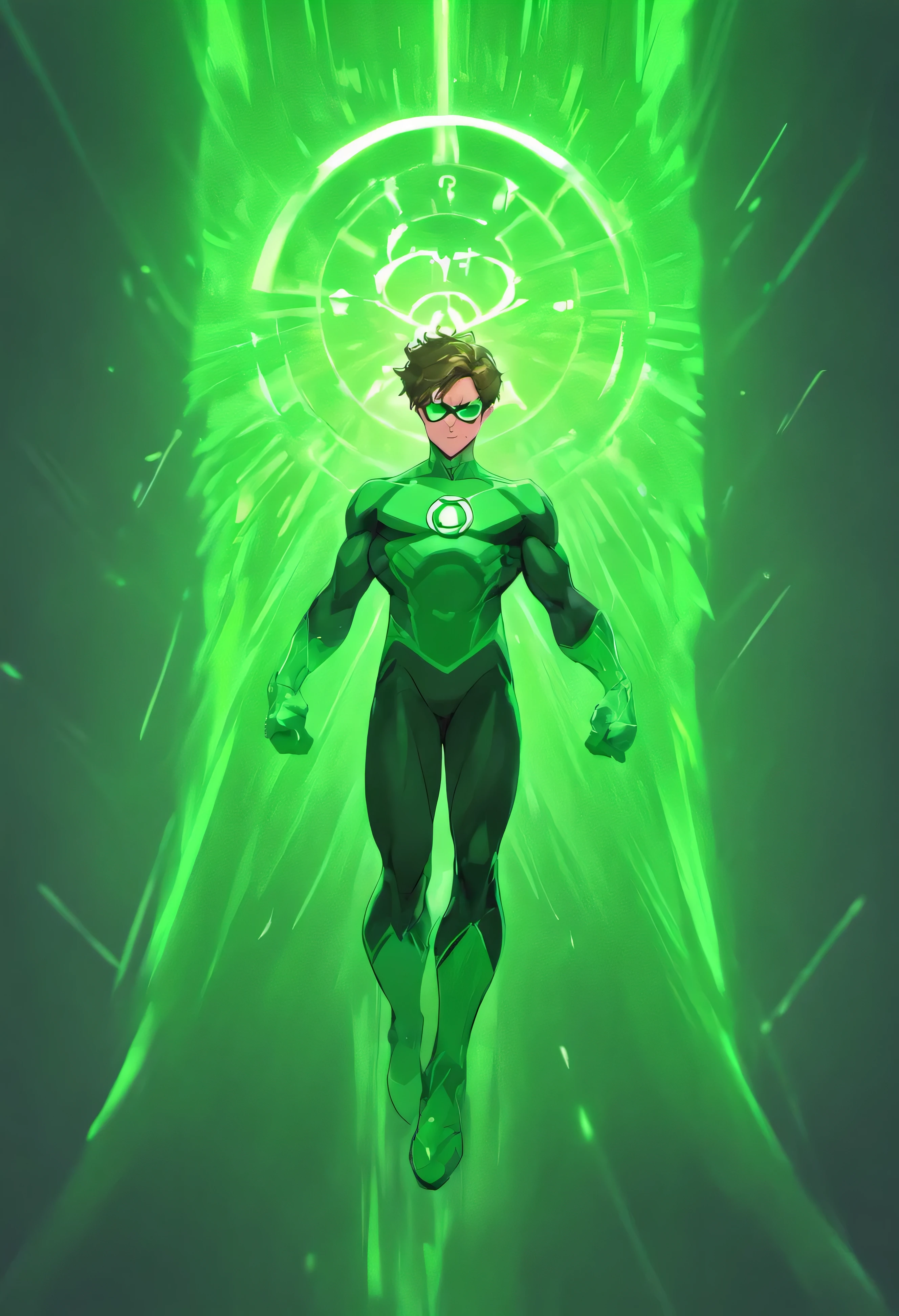 Green Lantern in action, 1boy, mcu, best entrence pose, ultra detail, 8k, photo-realistic, octane render, unreal engine, ultra-realistic