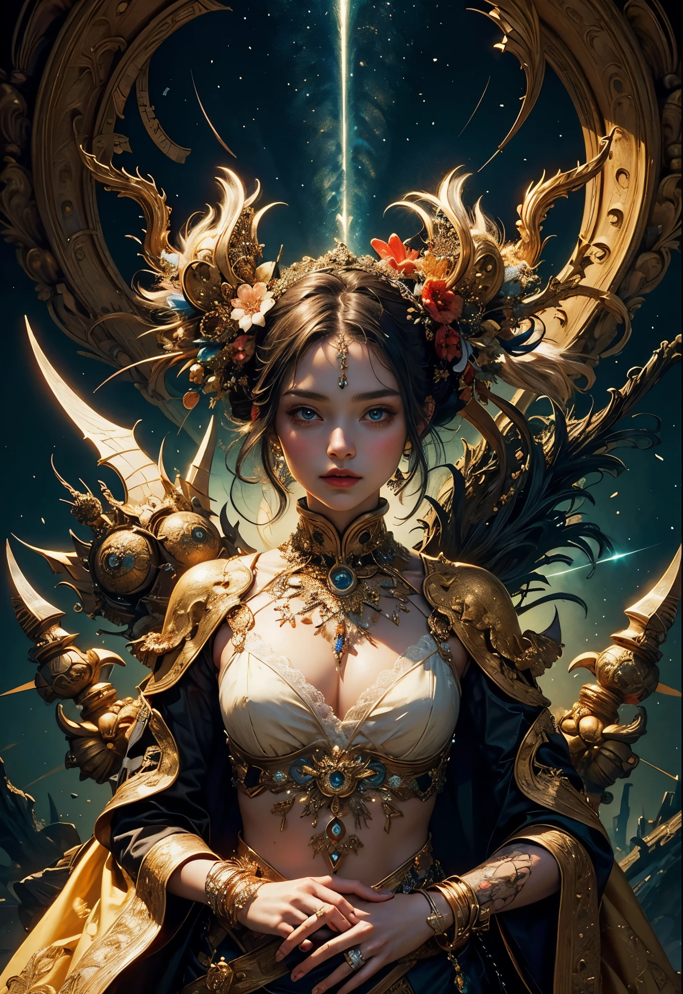 (masterpiece, highest quality, highest quality, official art, beautiful and aesthetic:1.2), (1 girl), very detailed,(fractal art:1.3),colorful,most detailed