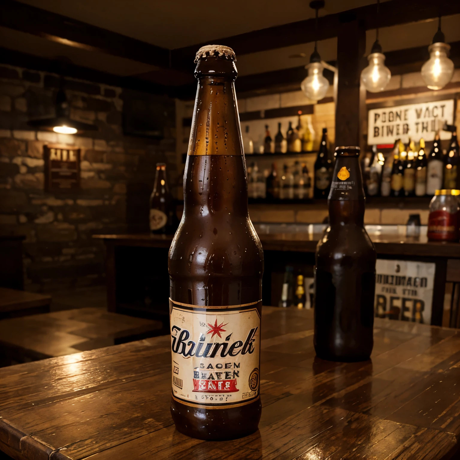 Beer bottle on the house table , packed , wrapped