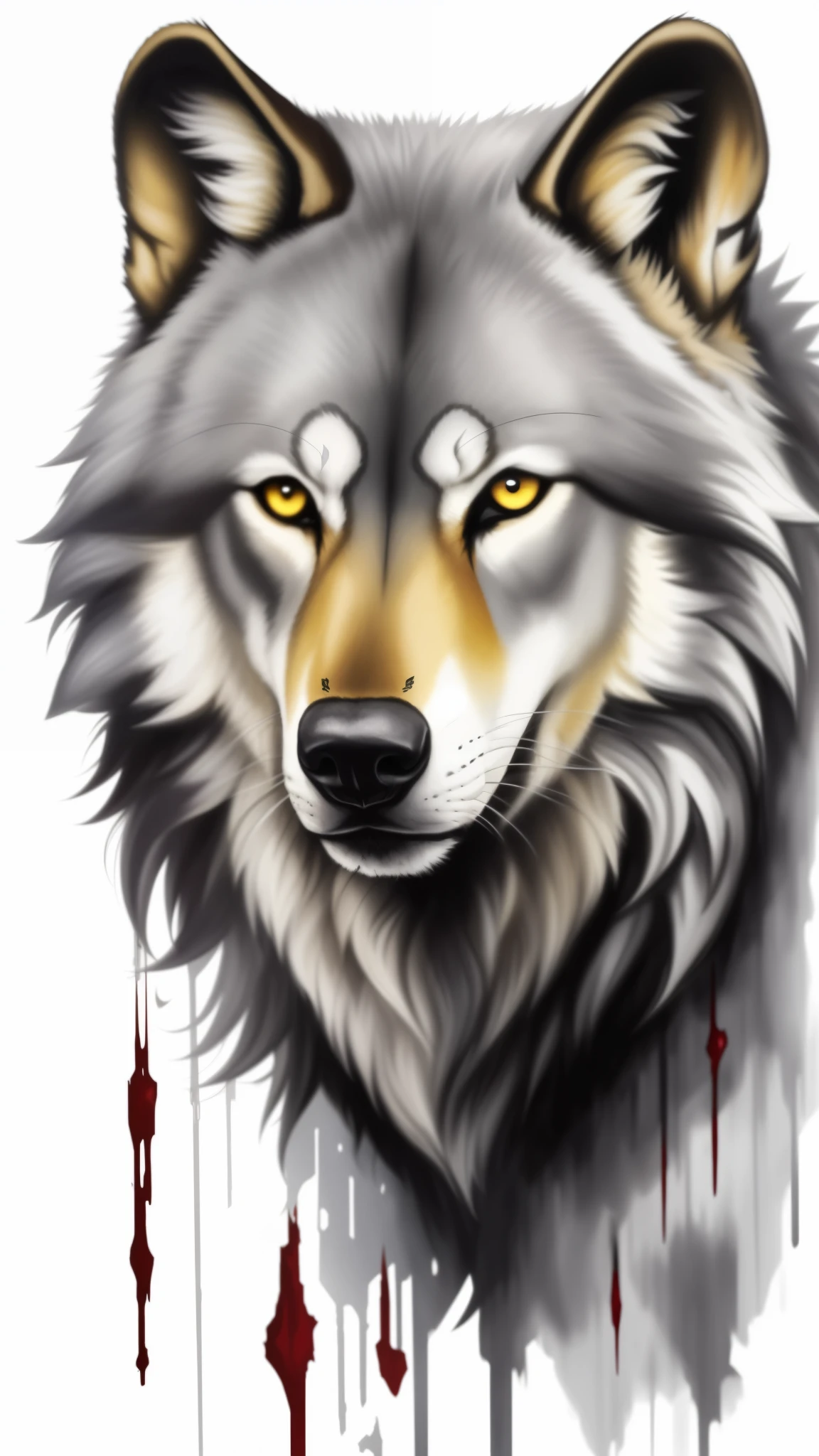 a painting of a No or with blood on the face, Lobo no inferno, No or, photo of No or, portrait of No or fantasy, imagem do avatar, He ad No or, Grim - Lobo, Big No or, portrait of No or, No or, No or alp ha head, wolp, foto de perfil, AngieNo or, No or, alto detalhamen to), He has No or yellow eyes, Meio Lobo, No or dark grey
