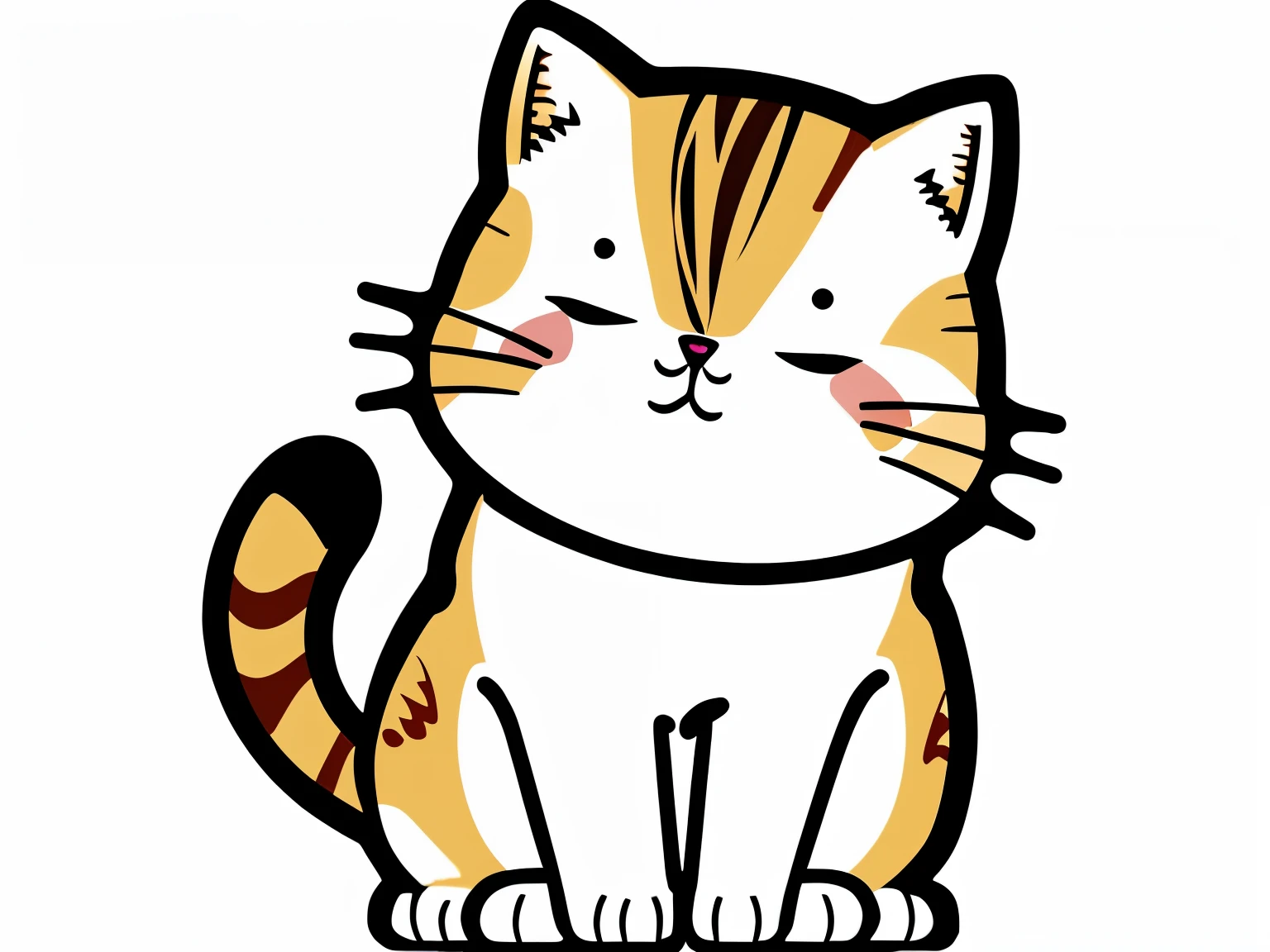 Cat、sticker, Hilarious, Tertiary color, cute, contour, vector, white background, be familiar with