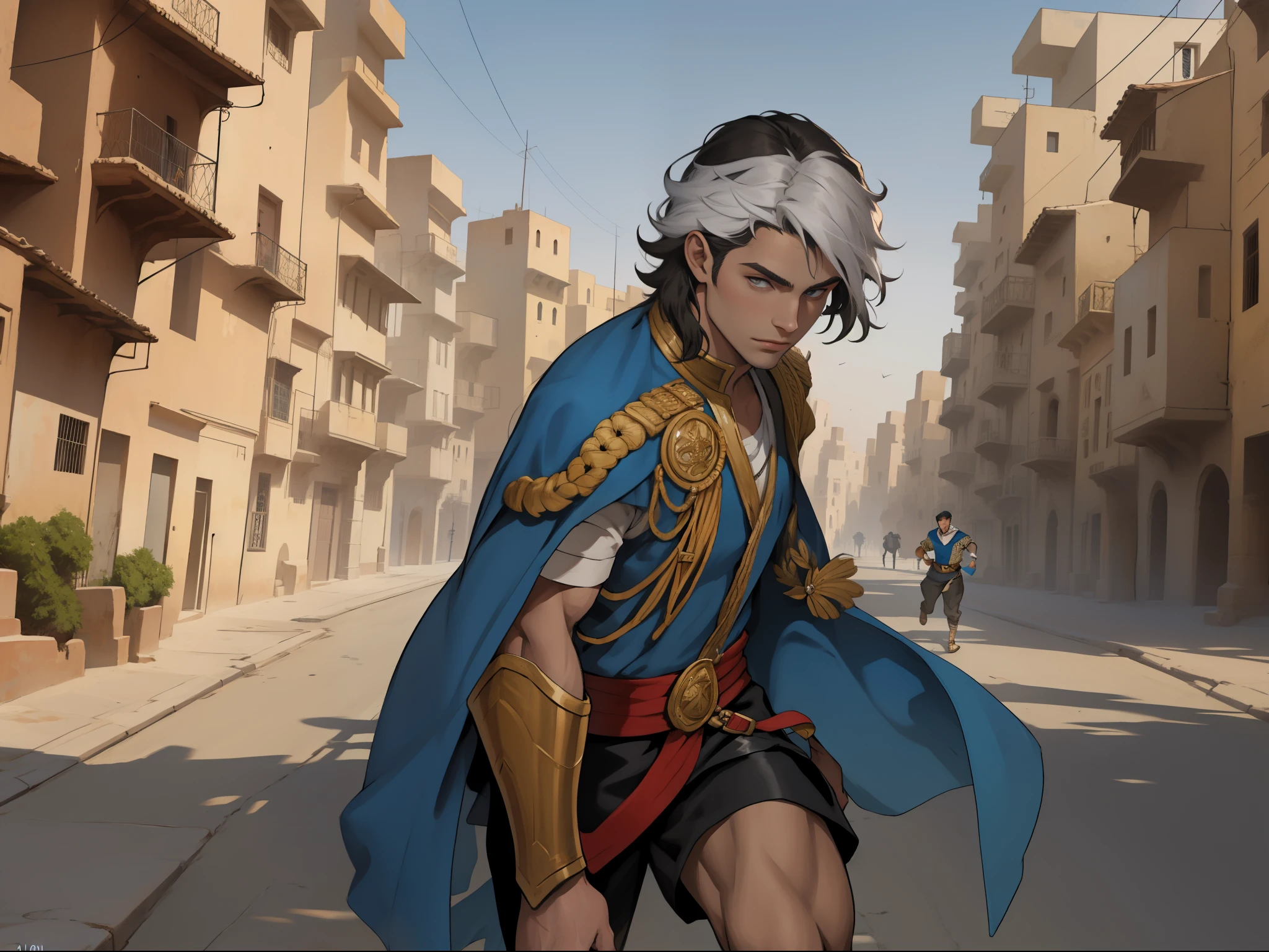 el joven principe corre por las calles de arabia