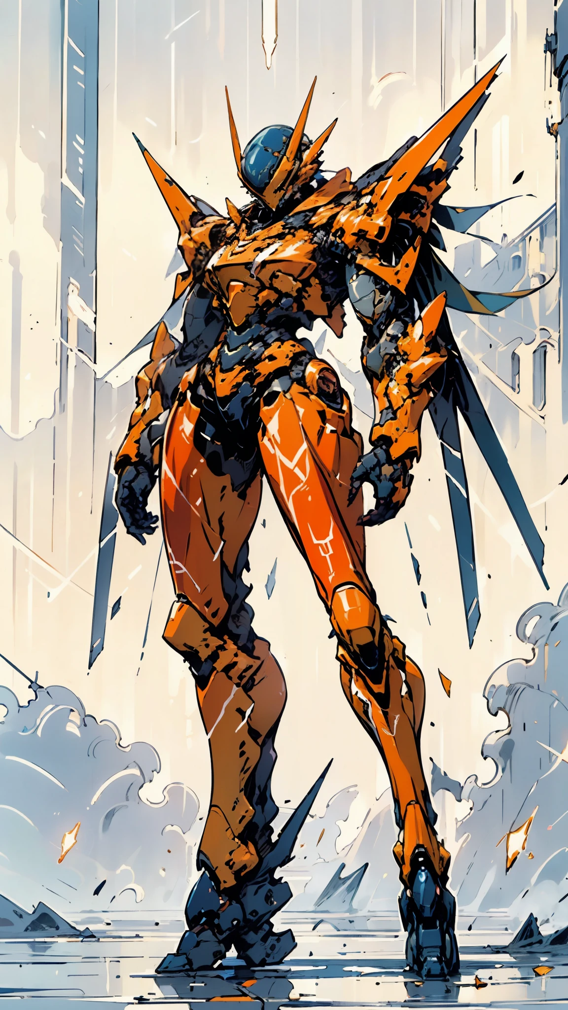 A woman adorned in fantasy-style full-body armor, a crown-concept fully enclosed helmet that unveils only her eyes, a composite layered chest plate, fully encompassing shoulder and hand guards, a lightweight waist armor, form-fitting shin guards, the overall design is heavy-duty yet flexible, ((the armor gleams with a golden glow, complemented by red and blue accents)), exhibiting a noble aura, she floats above a fantasy-surreal high-tech city, this character embodies a finely crafted fantasy-surreal style armored hero in anime style, exquisite and mature manga art style, (Queen bee mixed with Spider concept Armor, plasma, blood), ((Element, energy, elegant, goddess, femminine:1.5)), metallic, high definition, best quality, highres, ultra-detailed, ultra-fine painting, extremely delicate, professional, anatomically correct, symmetrical face, extremely detailed eyes and face, high quality eyes, creativity, RAW photo, UHD, 32k, Natural light, cinematic lighting, masterpiece-anatomy-perfect, masterpiece:1.5