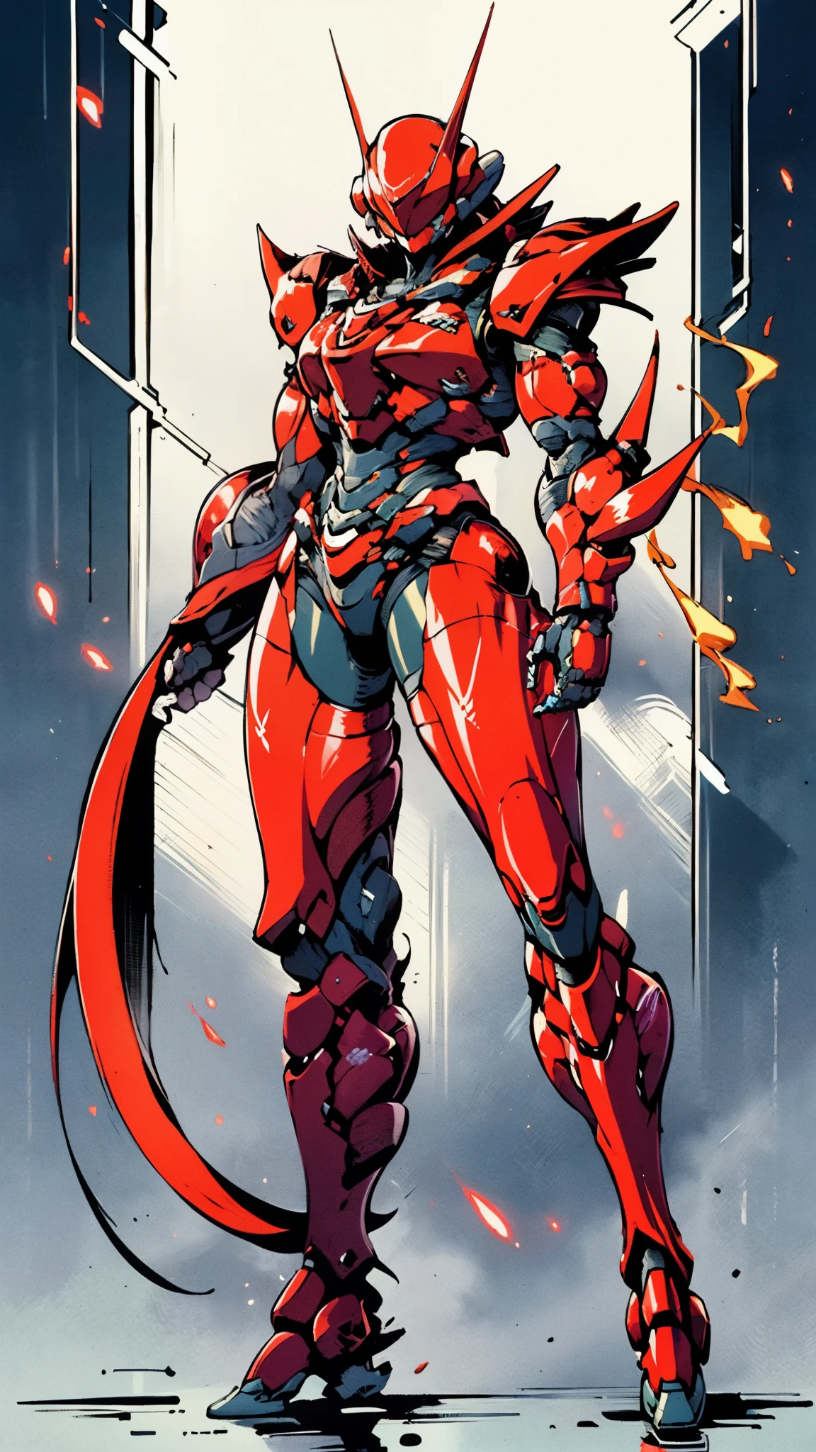 A woman adorned in fantasy-style full-body armor, a crown-concept fully enclosed helmet that unveils only her eyes, a composite layered chest plate, fully encompassing shoulder and hand guards, a lightweight waist armor, form-fitting shin guards, the overall design is heavy-duty yet flexible, ((the armor gleams with a golden glow, complemented by red and blue accents)), exhibiting a noble aura, she floats above a fantasy-surreal high-tech city, this character embodies a finely crafted fantasy-surreal style armored hero in anime style, exquisite and mature manga art style, (Queen bee mixed with Spider concept Armor, plasma, blood), ((Element, energy, elegant, goddess, femminine:1.5)), metallic, high definition, best quality, highres, ultra-detailed, ultra-fine painting, extremely delicate, professional, anatomically correct, symmetrical face, extremely detailed eyes and face, high quality eyes, creativity, RAW photo, UHD, 32k, Natural light, cinematic lighting, masterpiece-anatomy-perfect, masterpiece:1.5