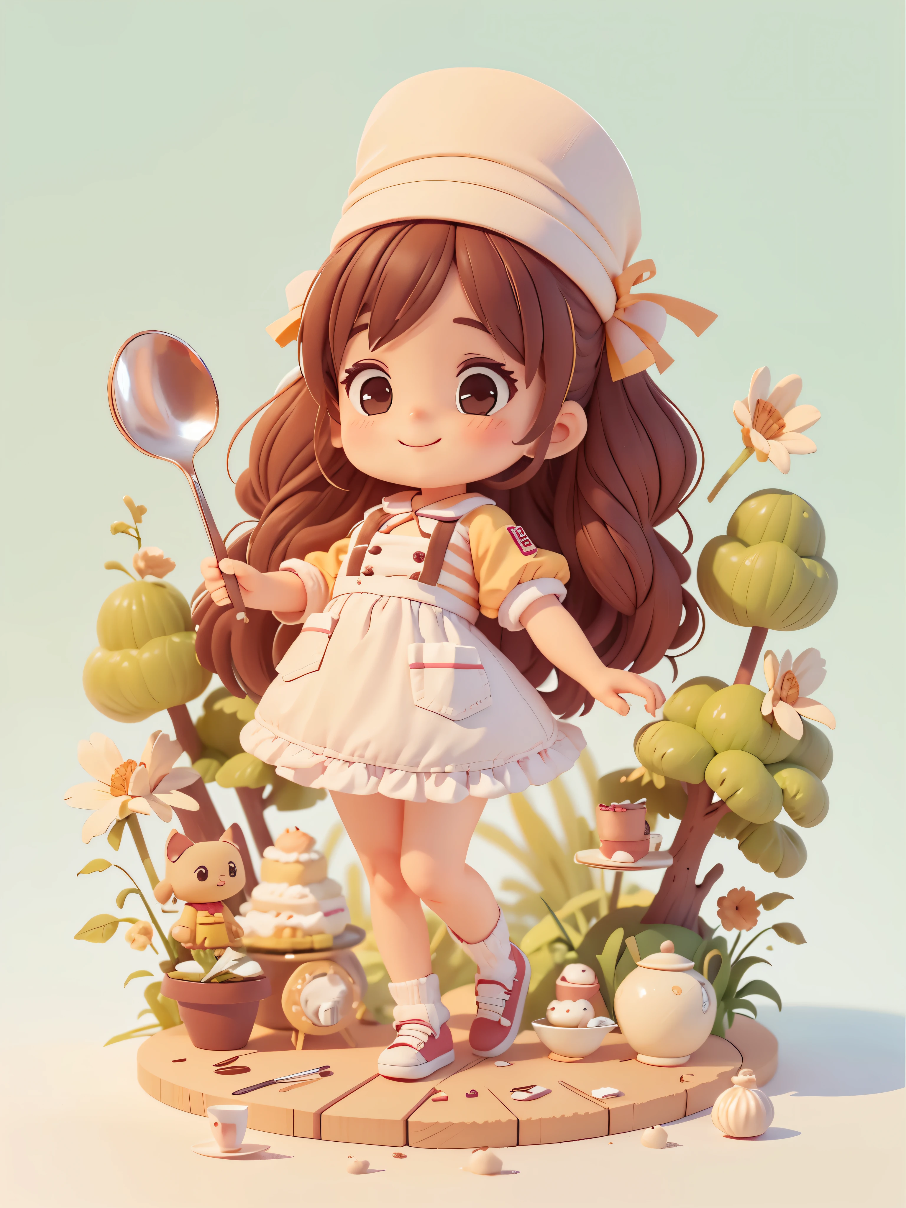 A sweet pastry chef theme,Erstellen Sie eine Sammlung bezaubernder afrikanischer Puppen im Chibi-Stil, Each offers tons of detail and 8K resolution. All dolls should follow the same solid color background pattern and be complete in the image, zeigen (Hole body, inklusive Beine: 1.5)
Boneka Mini Chef: Nennen Sie sie Marina. Sie muss kurze dunkelbraune Haare haben. Your eyes should be large and expressive, lange Wimpern und rosige Wangen. The smile is delicate and white. Sofie muss eine Kochjacke tragen, Striped trousers and a stylish chef's hat. She must be holding a piece of Chocolate Commodore. Certifique-se de adicionar detalhes nas Kleidung, like buttons and pockets, Bonito Advanced-Zertifikat, Haartextur und Details, Kleidung, Candy utensils, Machen Sie sie niedlicher und charmanter.