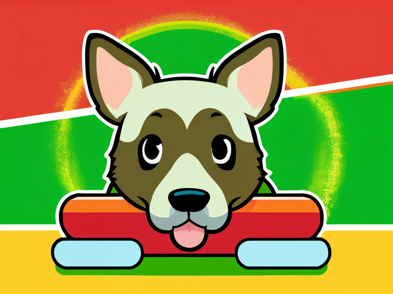 dog, Hilarious, Tertiary color, cute, contour, vector, green color background, be familiar with