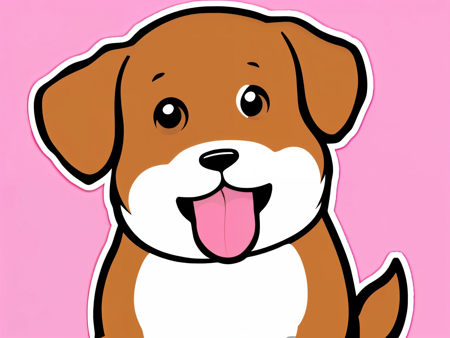 dog, sticker, Hilarious, Tertiary color, cute, contour, vector, pink background, be familiar with