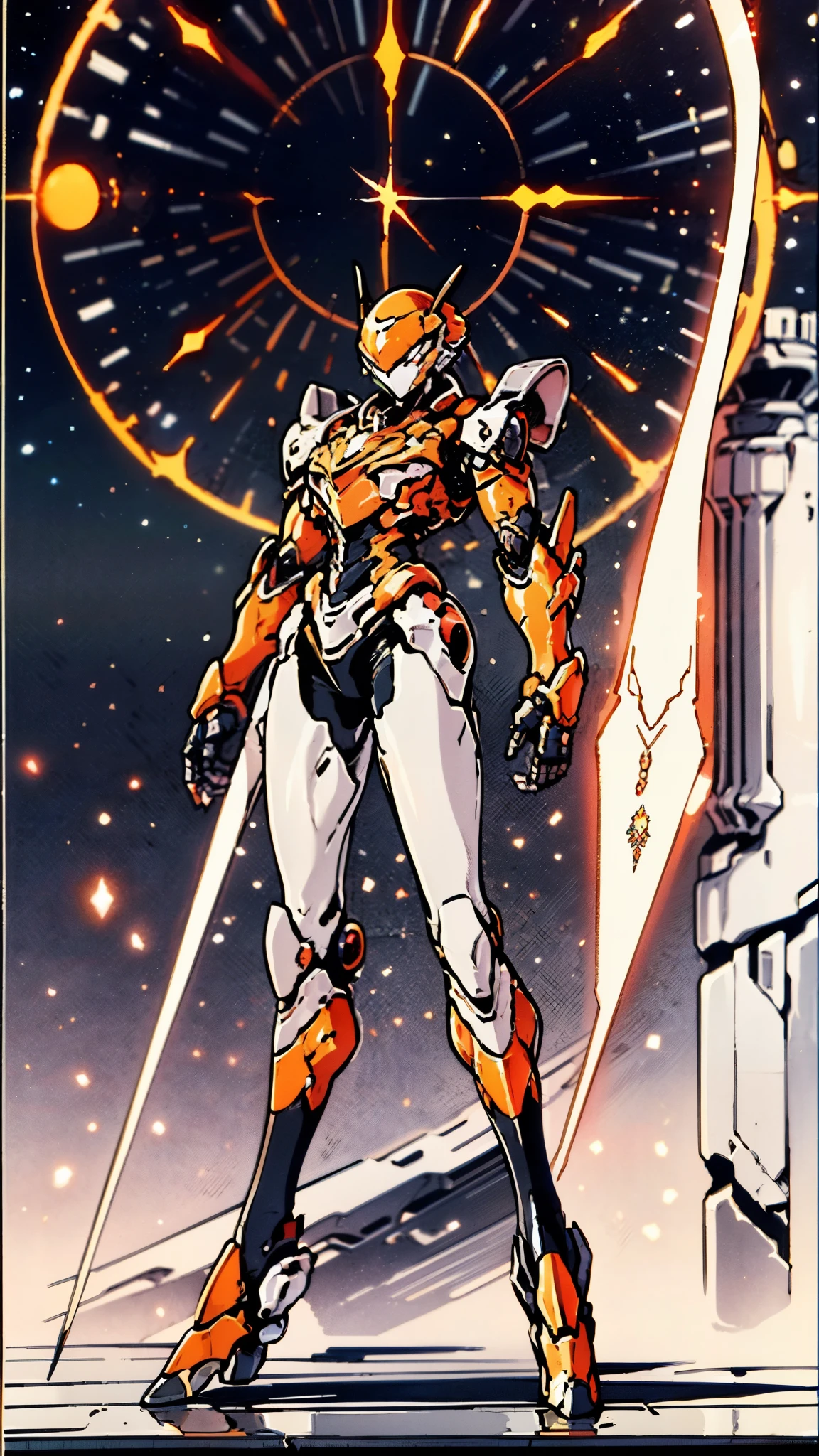 A woman adorned in fantasy-style full-body armor, a crown-concept fully enclosed helmet that unveils only her eyes, a composite layered chest plate, fully encompassing shoulder and hand guards, a lightweight waist armor, form-fitting shin guards, the overall design is heavy-duty yet flexible, ((the armor gleams with a golden glow, complemented by red and blue accents)), exhibiting a noble aura, she floats above a fantasy-surreal high-tech city, this character embodies a finely crafted fantasy-surreal style armored hero in anime style, exquisite and mature manga art style, (Queen bee mixed with Spider concept Armor, plasma, blood), ((Element, energy, elegant, goddess, femminine:1.5)), metallic, high definition, best quality, highres, ultra-detailed, ultra-fine painting, extremely delicate, professional, anatomically correct, symmetrical face, extremely detailed eyes and face, high quality eyes, creativity, RAW photo, UHD, 32k, Natural light, cinematic lighting, masterpiece-anatomy-perfect, masterpiece:1.5