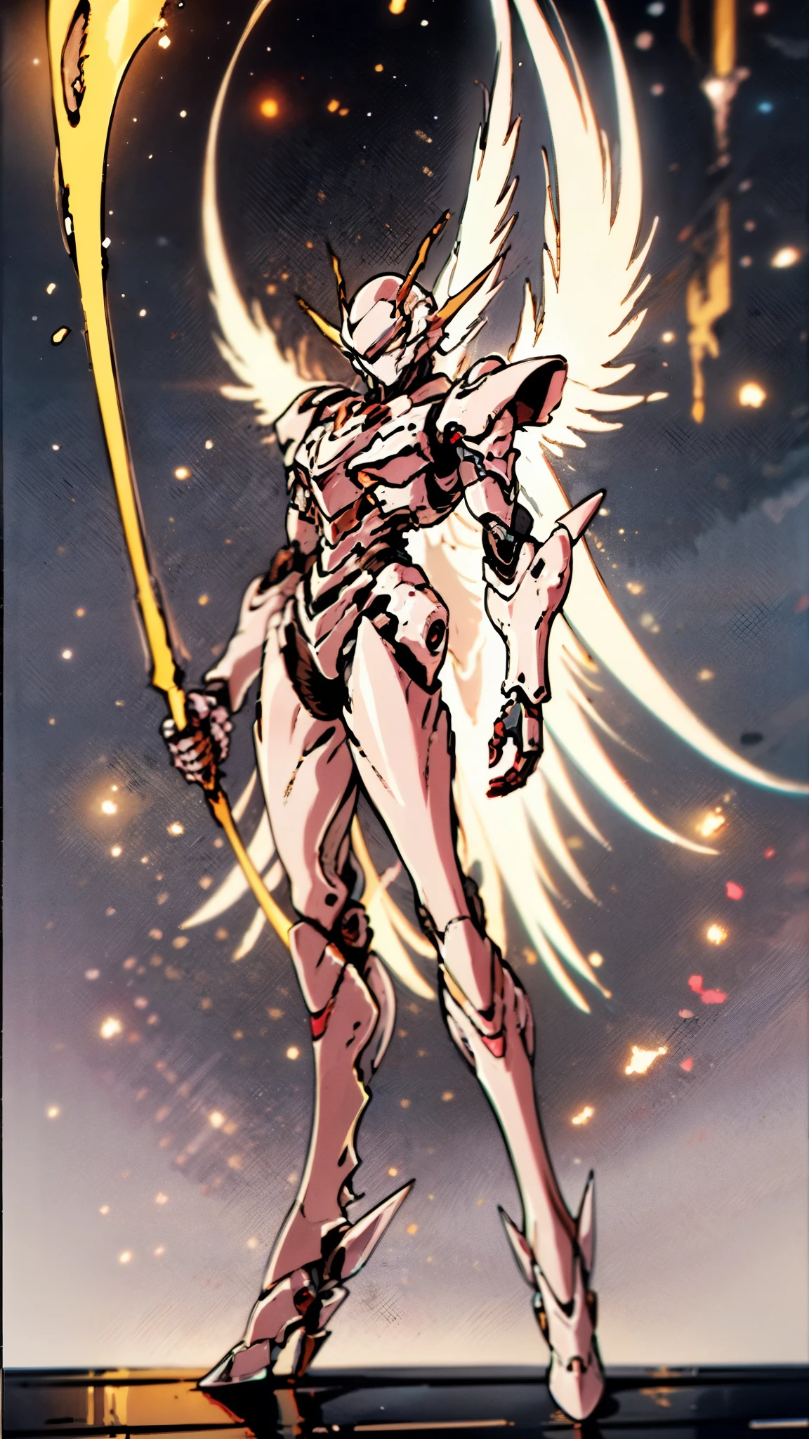 A woman adorned in fantasy-style full-body armor, a crown-concept fully enclosed helmet that unveils only her eyes, a composite layered chest plate, fully encompassing shoulder and hand guards, a lightweight waist armor, form-fitting shin guards, the overall design is heavy-duty yet flexible, ((the armor gleams with a golden glow, complemented by red and blue accents)), exhibiting a noble aura, she floats above a fantasy-surreal high-tech city, this character embodies a finely crafted fantasy-surreal style armored hero in anime style, exquisite and mature manga art style, (Queen bee mixed with Spider concept Armor, plasma, blood), ((Element, energy, elegant, goddess, femminine:1.5)), metallic, high definition, best quality, highres, ultra-detailed, ultra-fine painting, extremely delicate, professional, anatomically correct, symmetrical face, extremely detailed eyes and face, high quality eyes, creativity, RAW photo, UHD, 32k, Natural light, cinematic lighting, masterpiece-anatomy-perfect, masterpiece:1.5