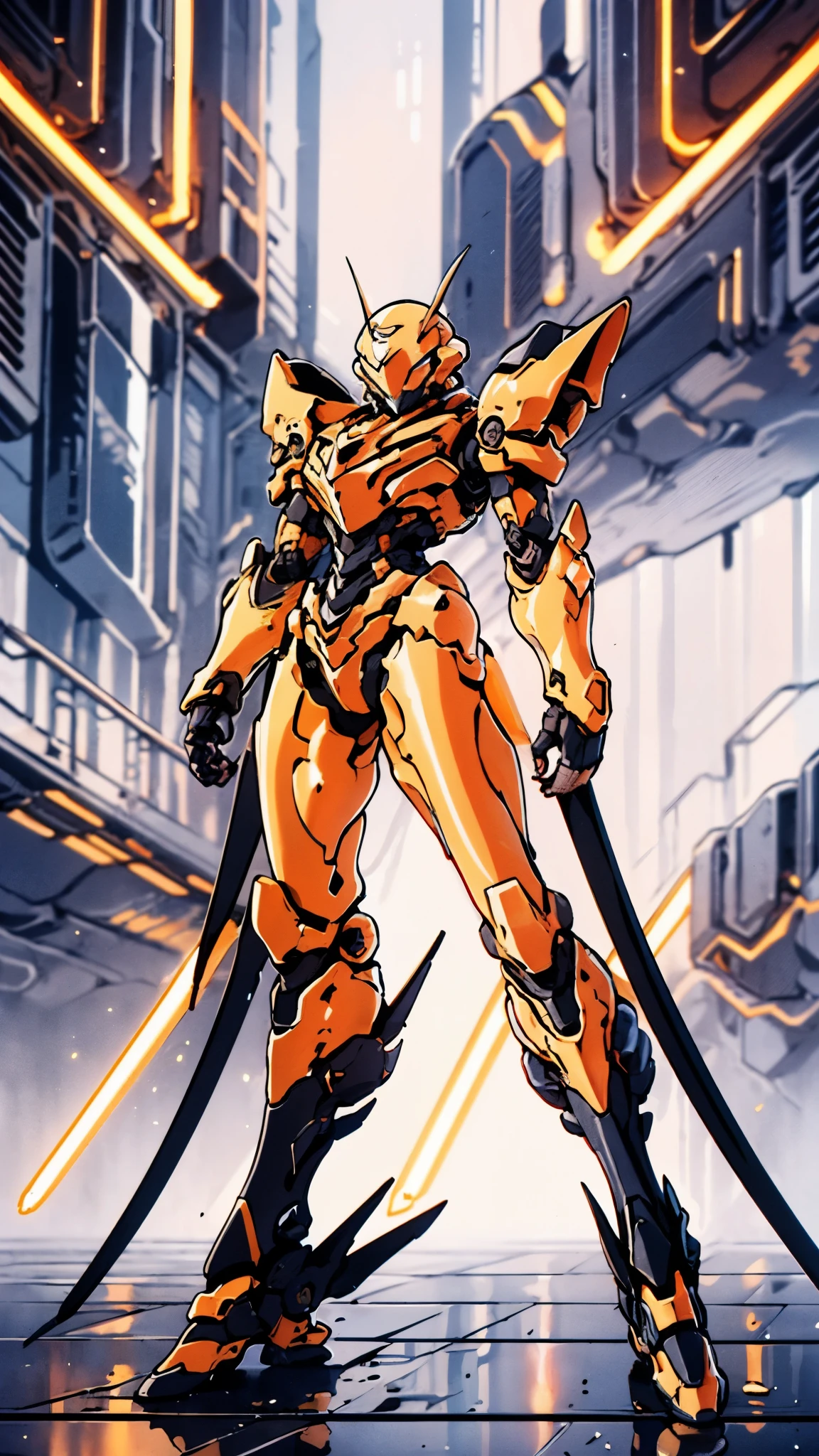 A woman adorned in fantasy-style full-body armor, a crown-concept fully enclosed helmet that unveils only her eyes, a composite layered chest plate, fully encompassing shoulder and hand guards, a lightweight waist armor, form-fitting shin guards, the overall design is heavy-duty yet flexible, ((the armor gleams with a golden glow, complemented by red and blue accents)), exhibiting a noble aura, she floats above a fantasy-surreal high-tech city, this character embodies a finely crafted fantasy-surreal style armored hero in anime style, exquisite and mature manga art style, (Queen bee mixed with Spider concept Armor, plasma, blood), ((Element, energy, elegant, goddess, femminine:1.5)), metallic, high definition, best quality, highres, ultra-detailed, ultra-fine painting, extremely delicate, professional, anatomically correct, symmetrical face, extremely detailed eyes and face, high quality eyes, creativity, RAW photo, UHD, 32k, Natural light, cinematic lighting, masterpiece-anatomy-perfect, masterpiece:1.5