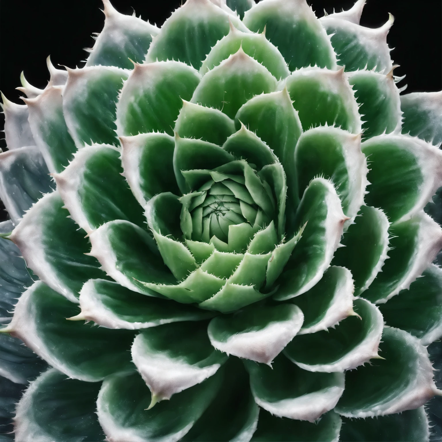 Photorealistic image of an spiral aloe blossomed in the style of photographer Lara Jade in royal blue, pearl white, and emerald jade green colors only