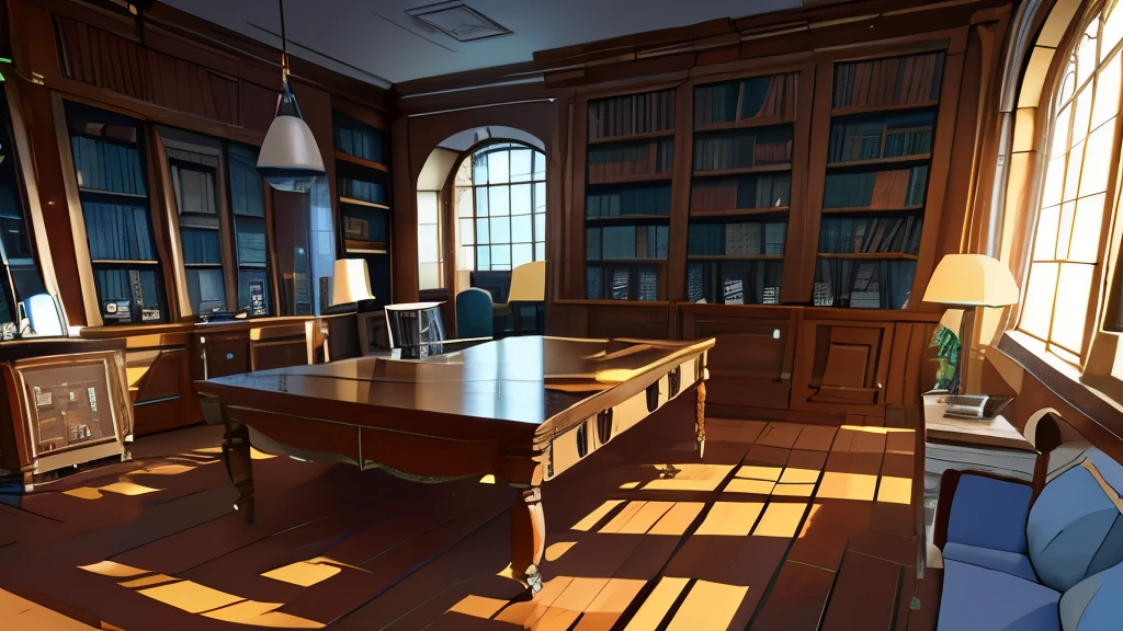 high-resolution, top quality, BestQuality:1.3, ultra detailed 4k cg, ultra detailed 8k cg, no humans, a small laboratory of the history of science in the library, there are laptops on a few writing desk, (a small room: 1.2), no lighting is provided due to the brightness of the daylight, side angle viewing