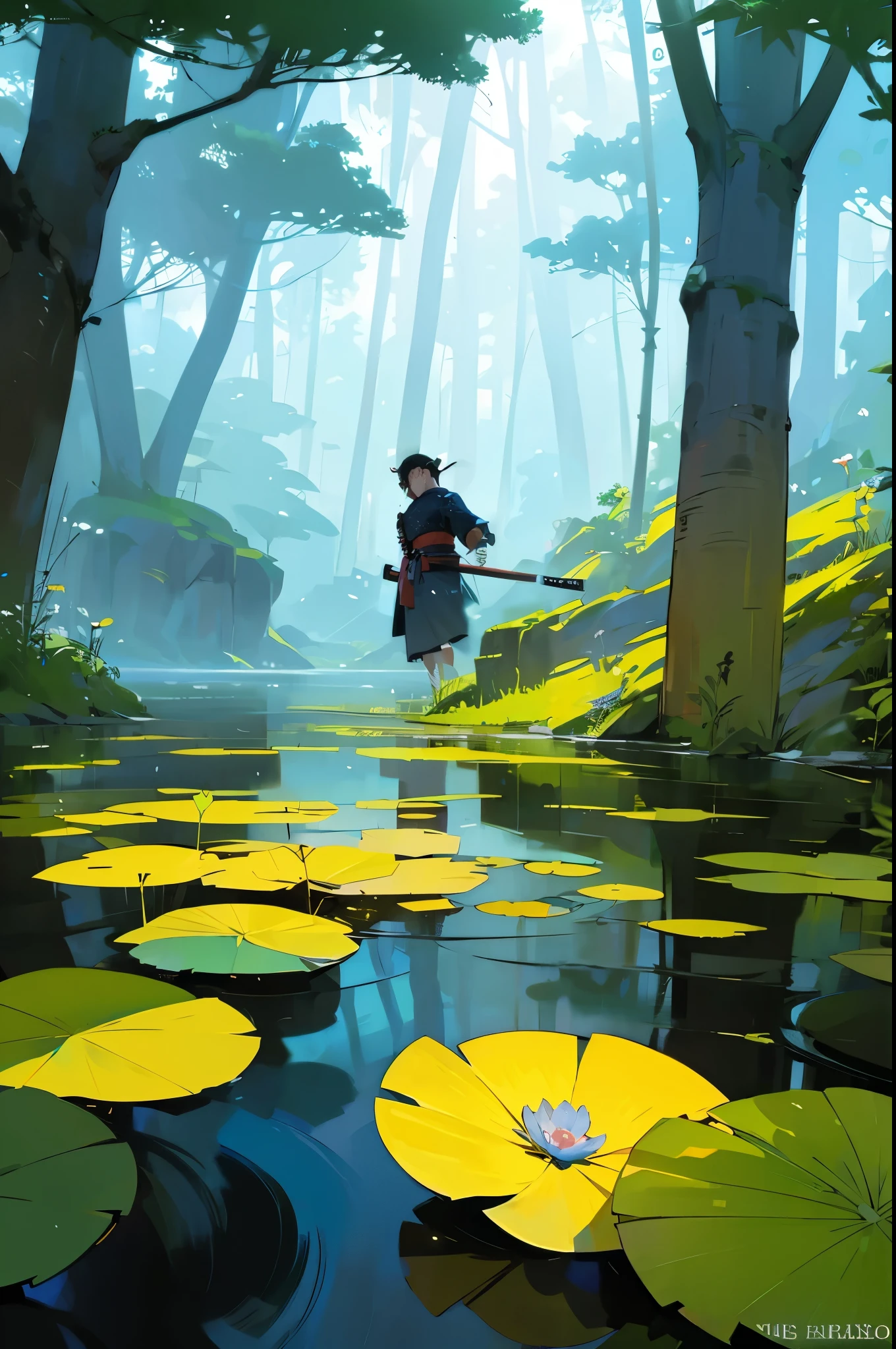samurai sentado com sua espada ao seu lado