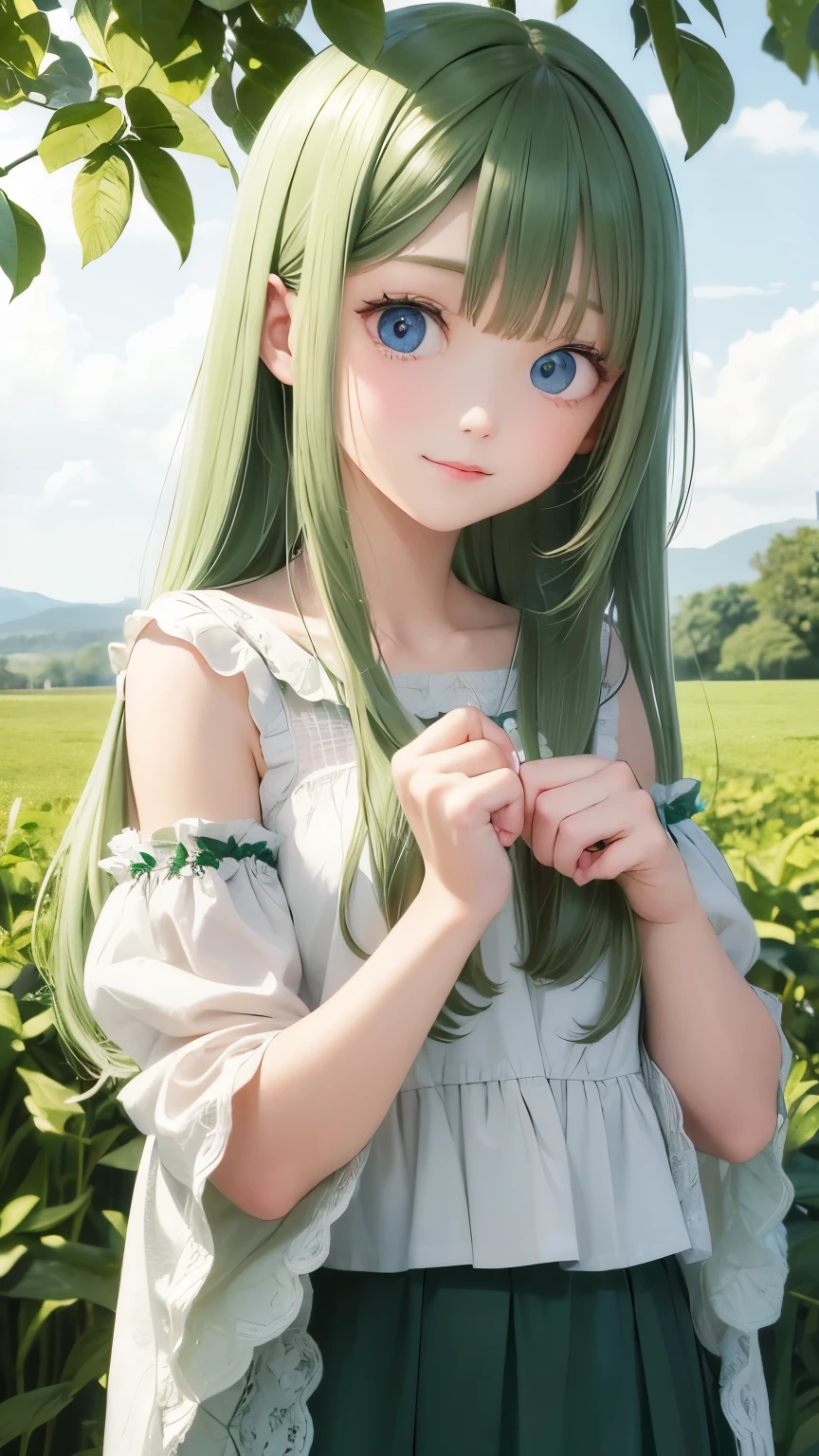 Sweet of mine, beautiful clear eyes, green field