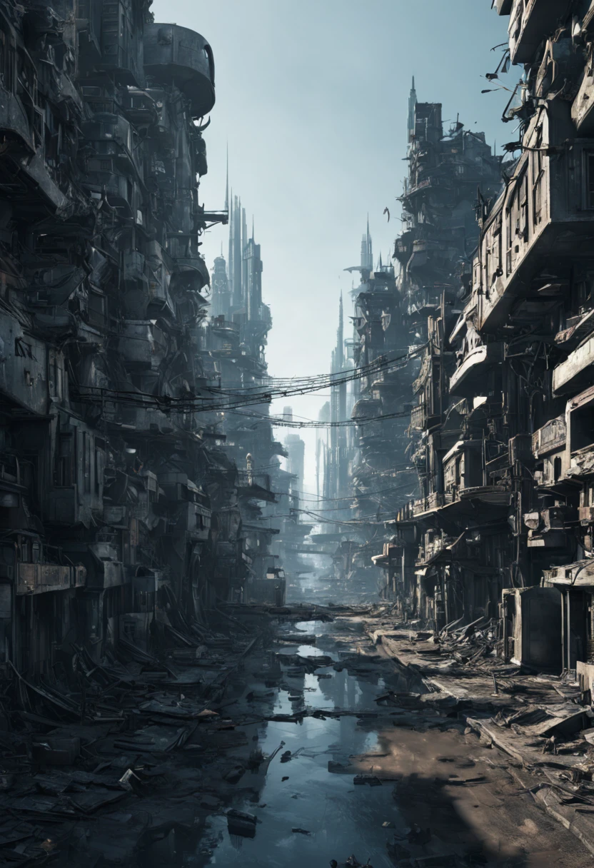 Desolate cities, apocalyptic cities, near-future science fiction, 8K images.