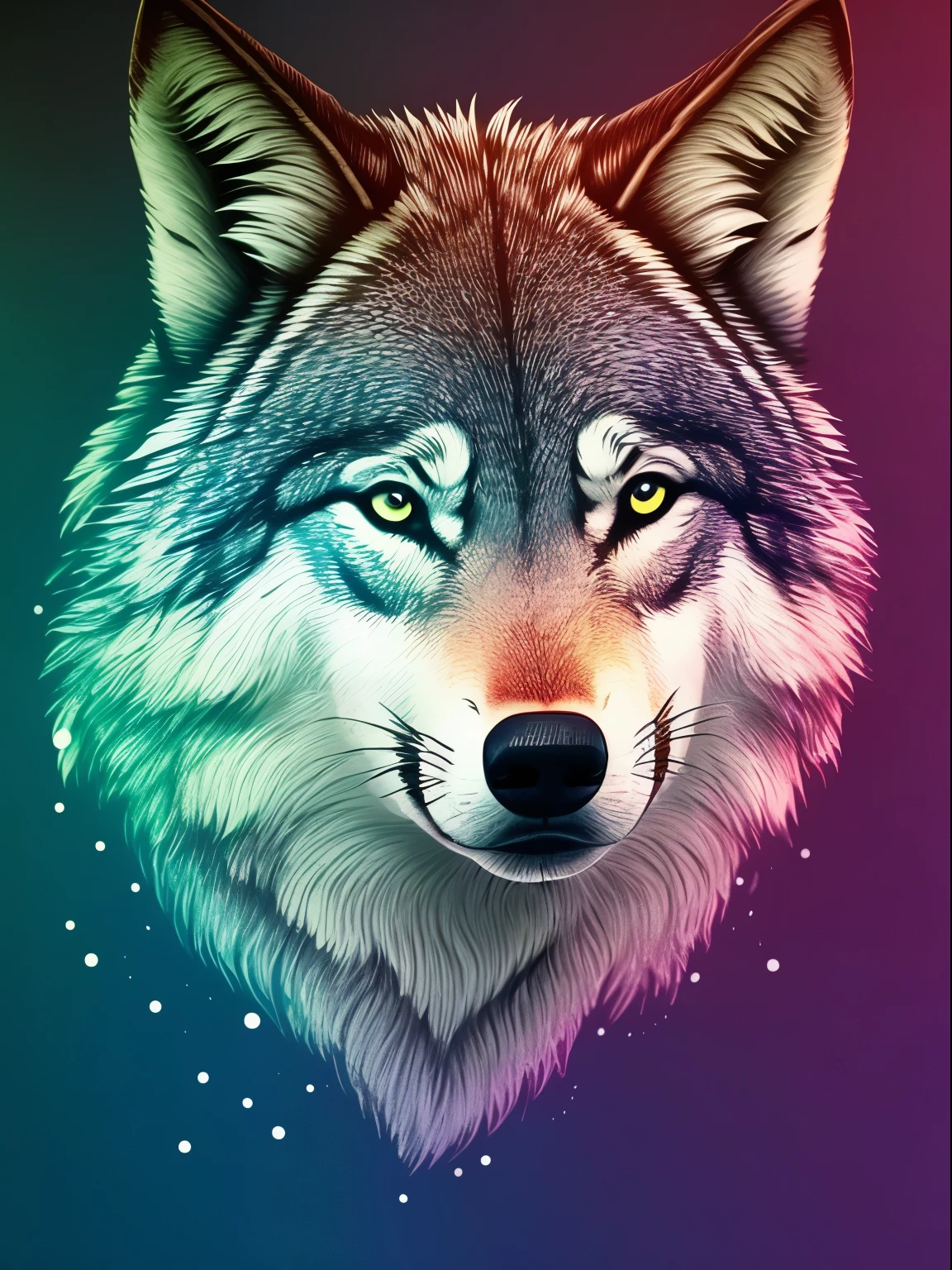 A detailed illustration of the wolf's face, design de camiseta, tree leaves splash, design de camiseta, pastel tetradic cores, arte 3D vetor, fofo e peculiar, arte de fantasia, Efeito aquarela, bokeh, Adobe Ilustrador, hand drawn, pintura digital, baixo poli, soft lighting, aerial view, isometric style, retro aesthetic, focado no personagem, 4k resolution, photorealistic rendering, usando cinema 4D