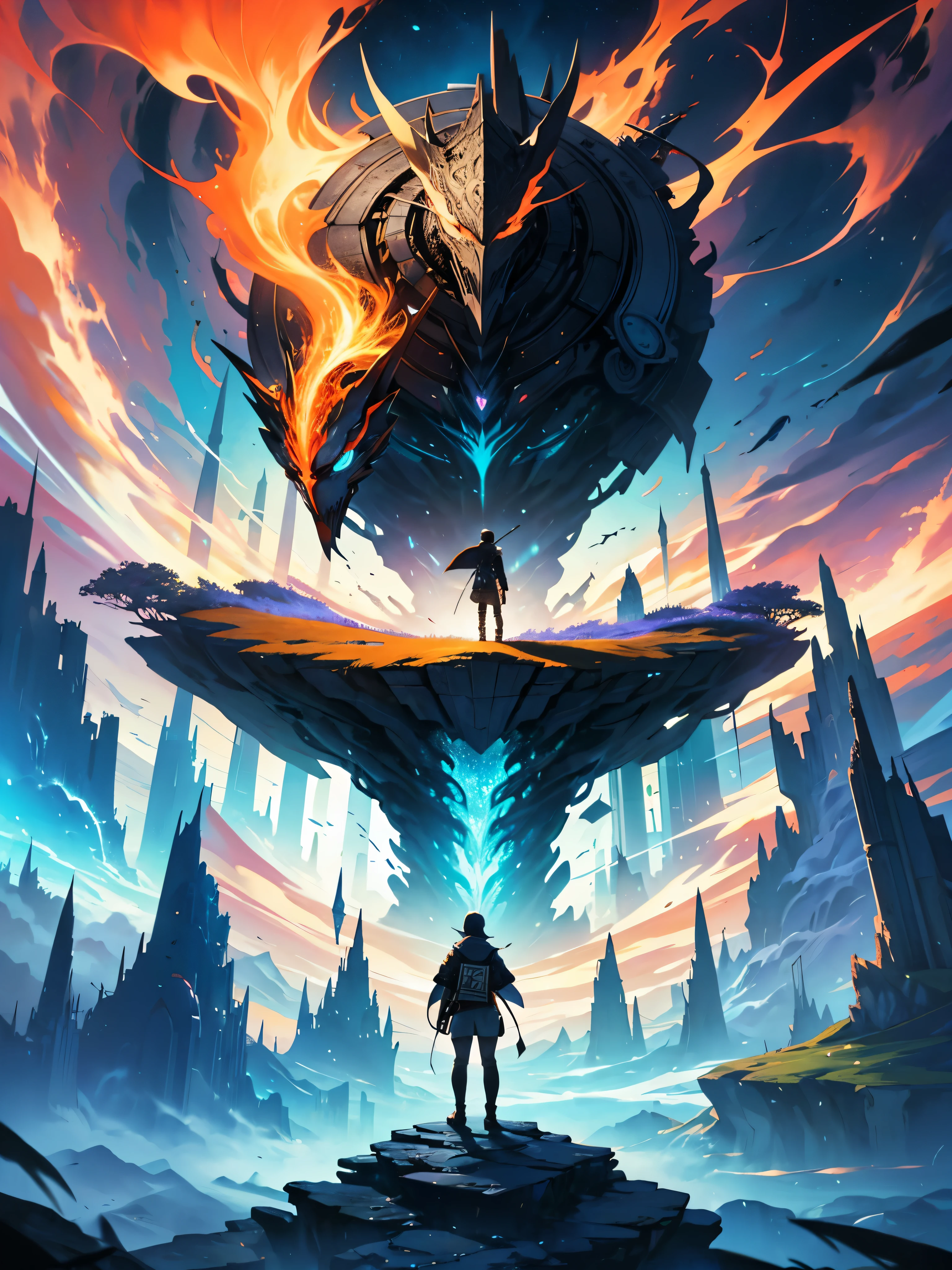 Imagine an image featuring a person standing on the edge of an open book, poised to dive into the realms of knowledge. The open book serves as a canvas, with pages unfolding into vibrant scenes representing different scientific disciplines.