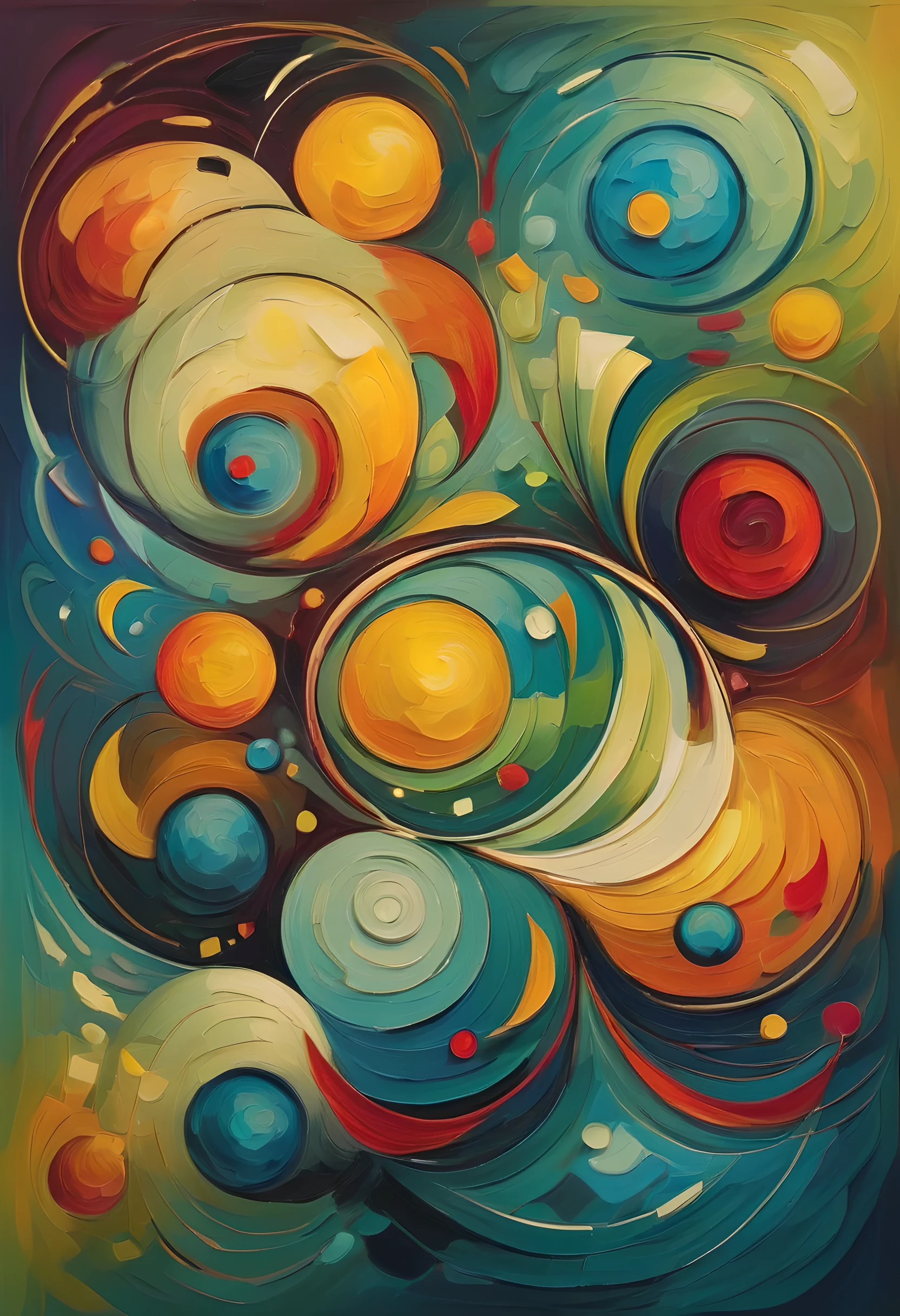 Abstract style five elements . Non-representational, colors and shapes, expression of feelings, imaginative, highly detailed