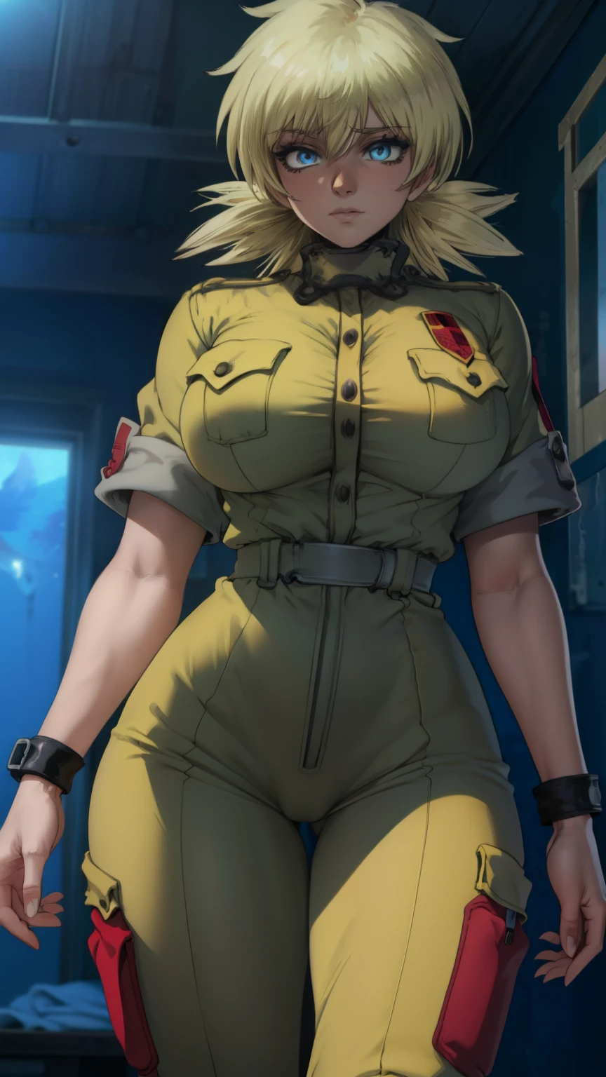 (masterpiece, highest quality, best quality, official art, beautiful and aesthetic: 1.2), (1girl), extremely detailed, (fractal art: 1.3), highest detailed, lower boddy focus, lower body, HDR, ), vivid visual effects, (dynamic stripes, luminous traces: 1.2), kuki, kuki shinobu, nude, hip focus, sexy, wide hips, thicc figure, completely naked, abs, muscular, ppussy, pusy focus. Face out of shot, Detailed face, Detailed eyes, perfect face, perfect eyes, seras, wearing overall jumpsuit, overall jumpsuit, exposed thighs