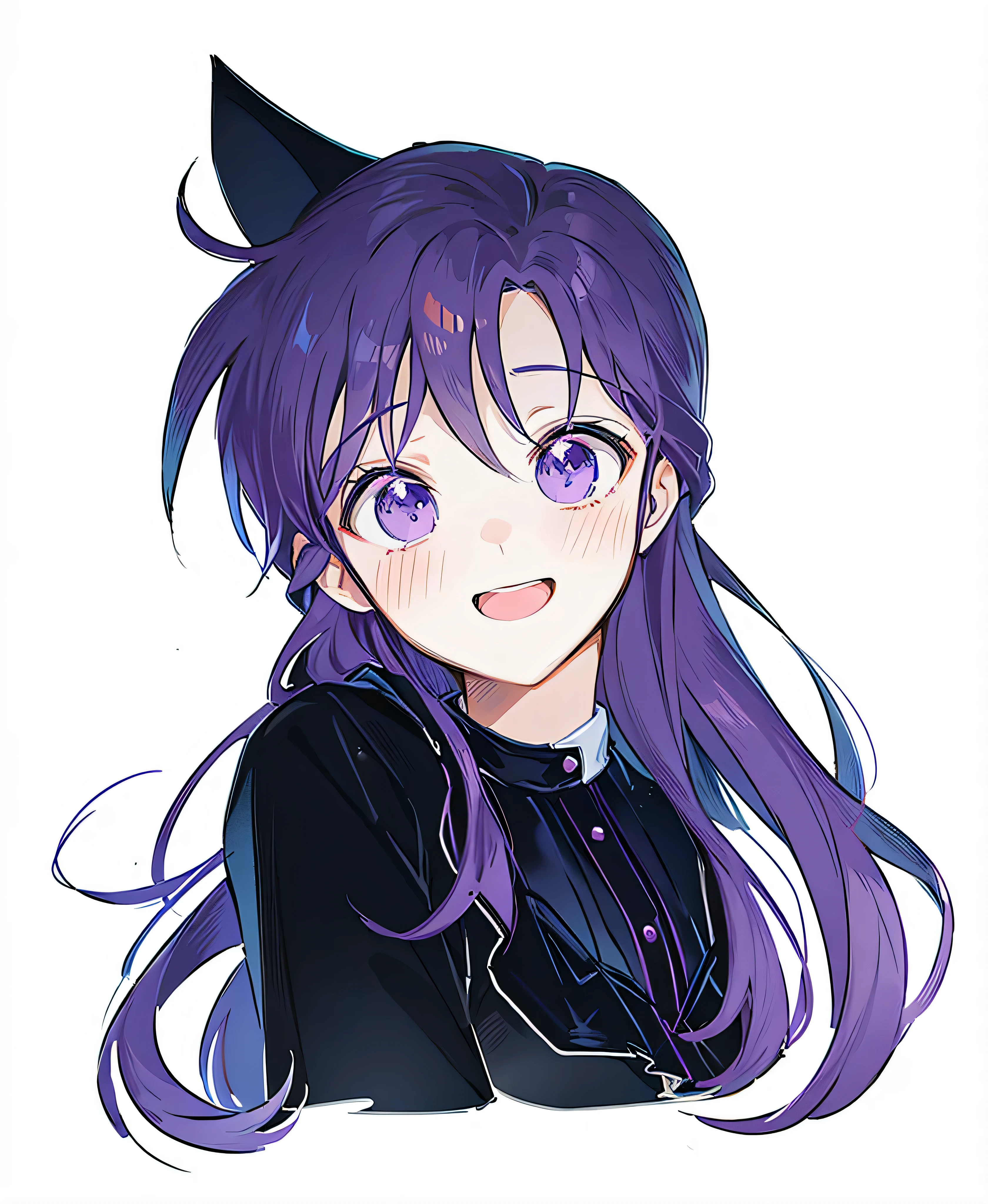Drawing of girl with long hair and purple eyes, Anime cute art style, Anime visual of a cute girl, as an anime characters, anime characters, female anime characters, (anime girl), Cute anime catwoman, Cute and natural anime face, an anime girl, anime girl with long hair, cute anime face, shuushuu anime image, Vector shadow anime