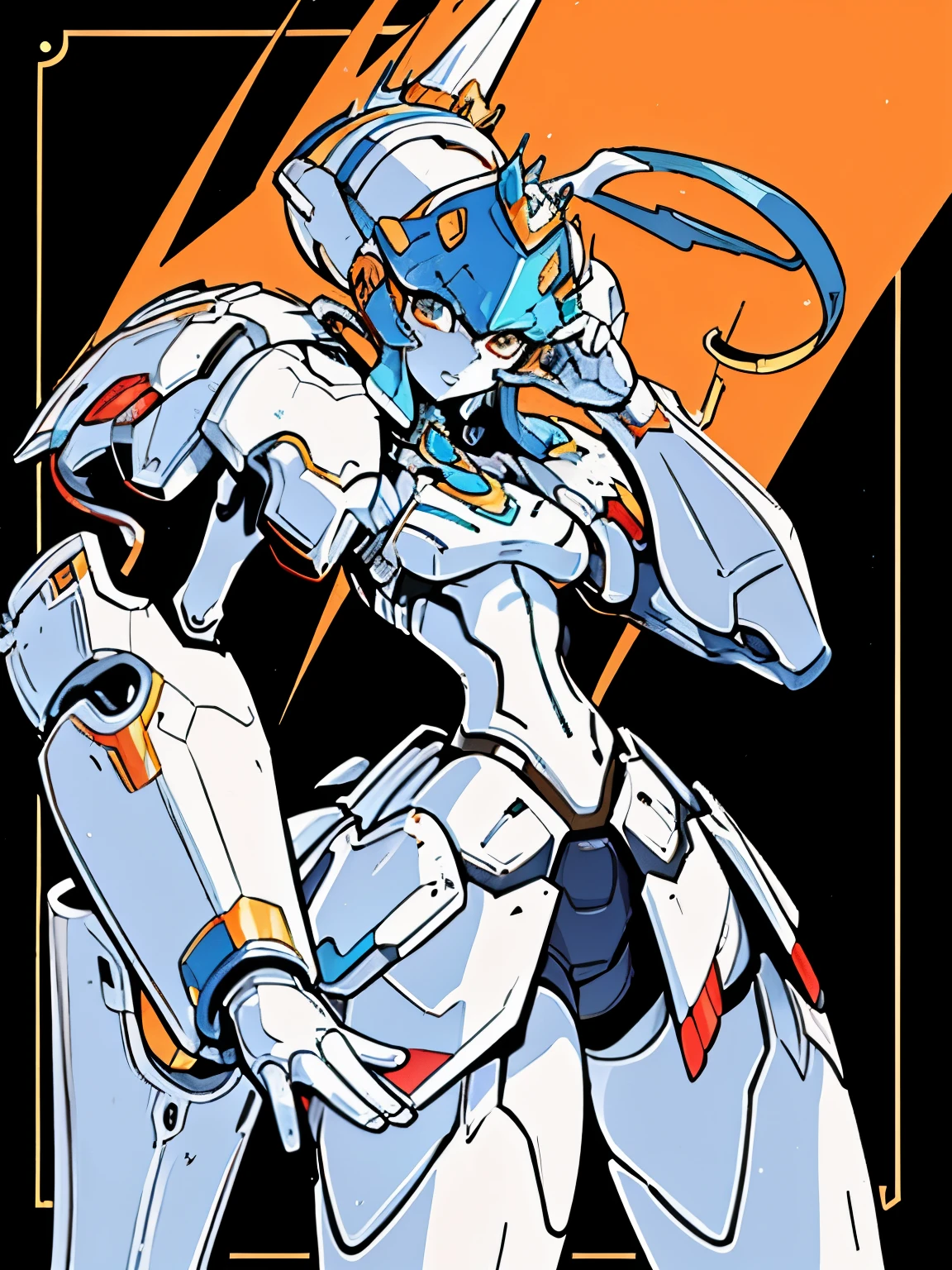 （tmasterpiece，top-quality，best qualityer，offcial art，Beauty and aesthetics：1.2），（1girll），warrior queen armor，Bejeweled Crown，White mech girl， Dear in Franks ,Tall，exquisite warframe fanart,， Biomechanical OPPAI