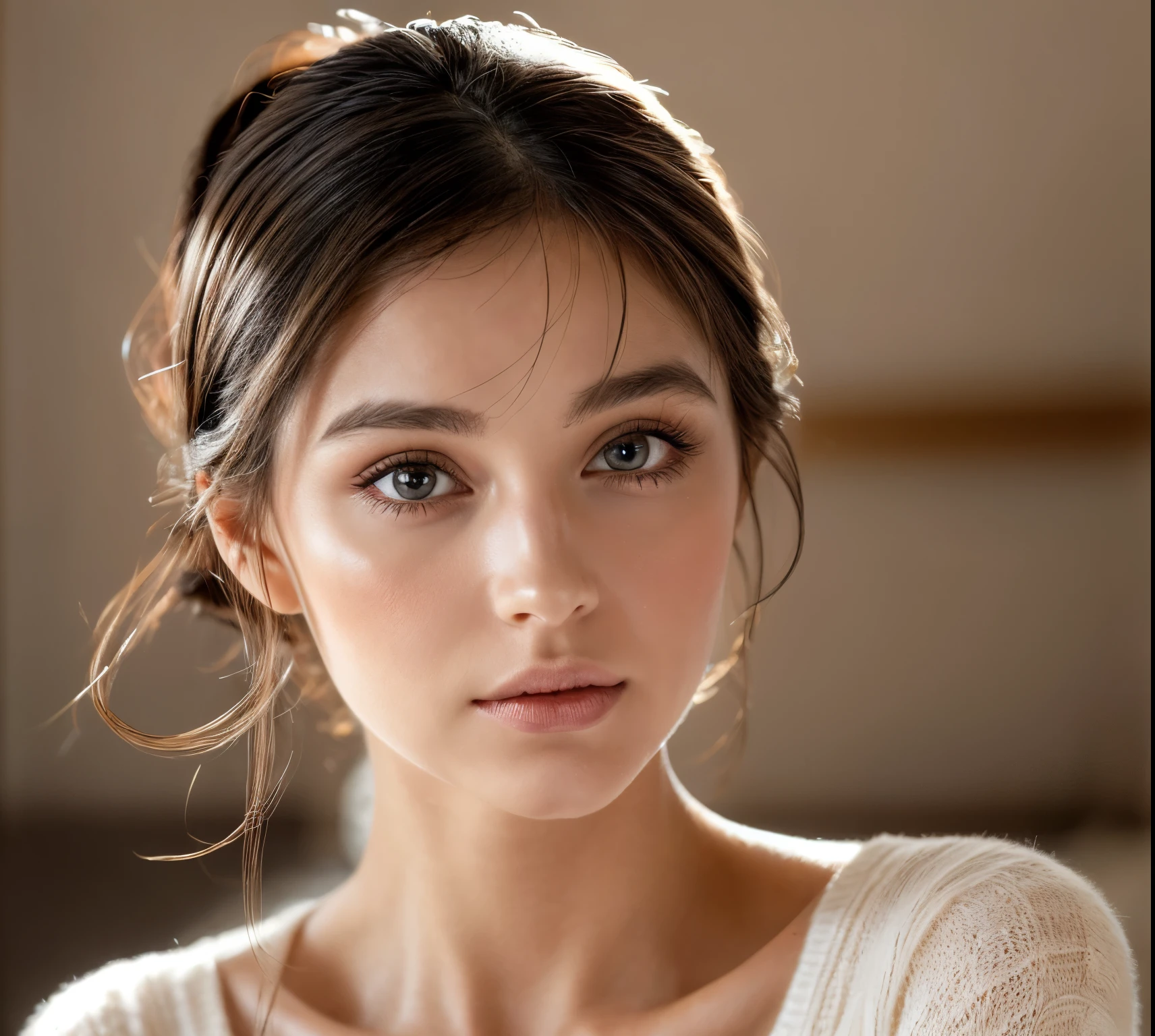 best quality, Mise au point du visage, Soft light, ultra haute résolution, (Photorealistic:1.4), Photo brute, 1Fille Latina, Seulement, mignon, (pupil, Lights in the eyes), Beautiful detailed face, (Moyenne poitrine),(Détail haute résolution de la texture de la peau humaine),