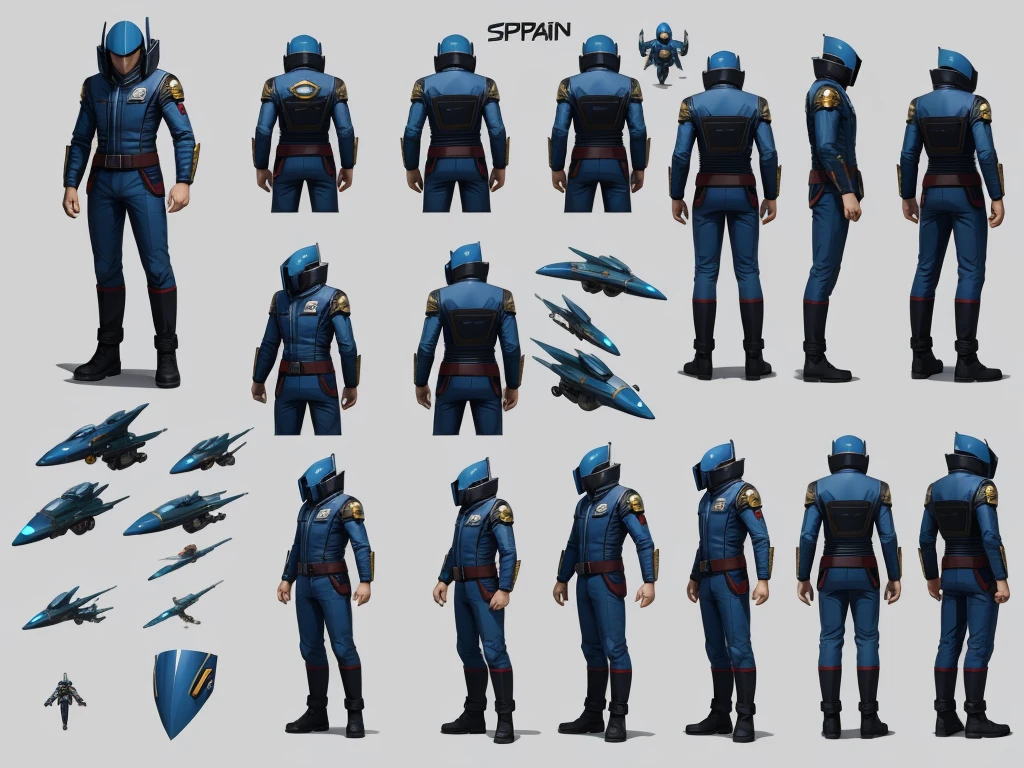 Character design sheet, spaceship captain