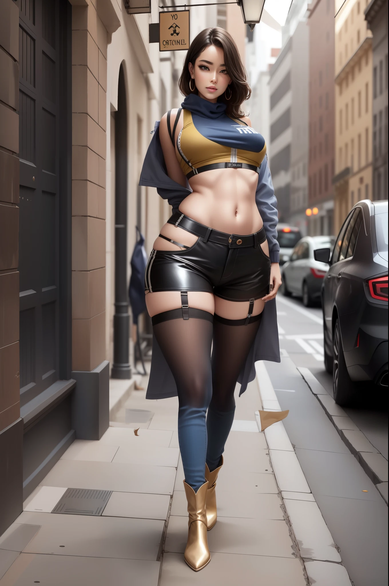 sexy lingerie，Beautiful underwear，belly button，abdominal muscles，Vest line，tight shorts，healthy complexion