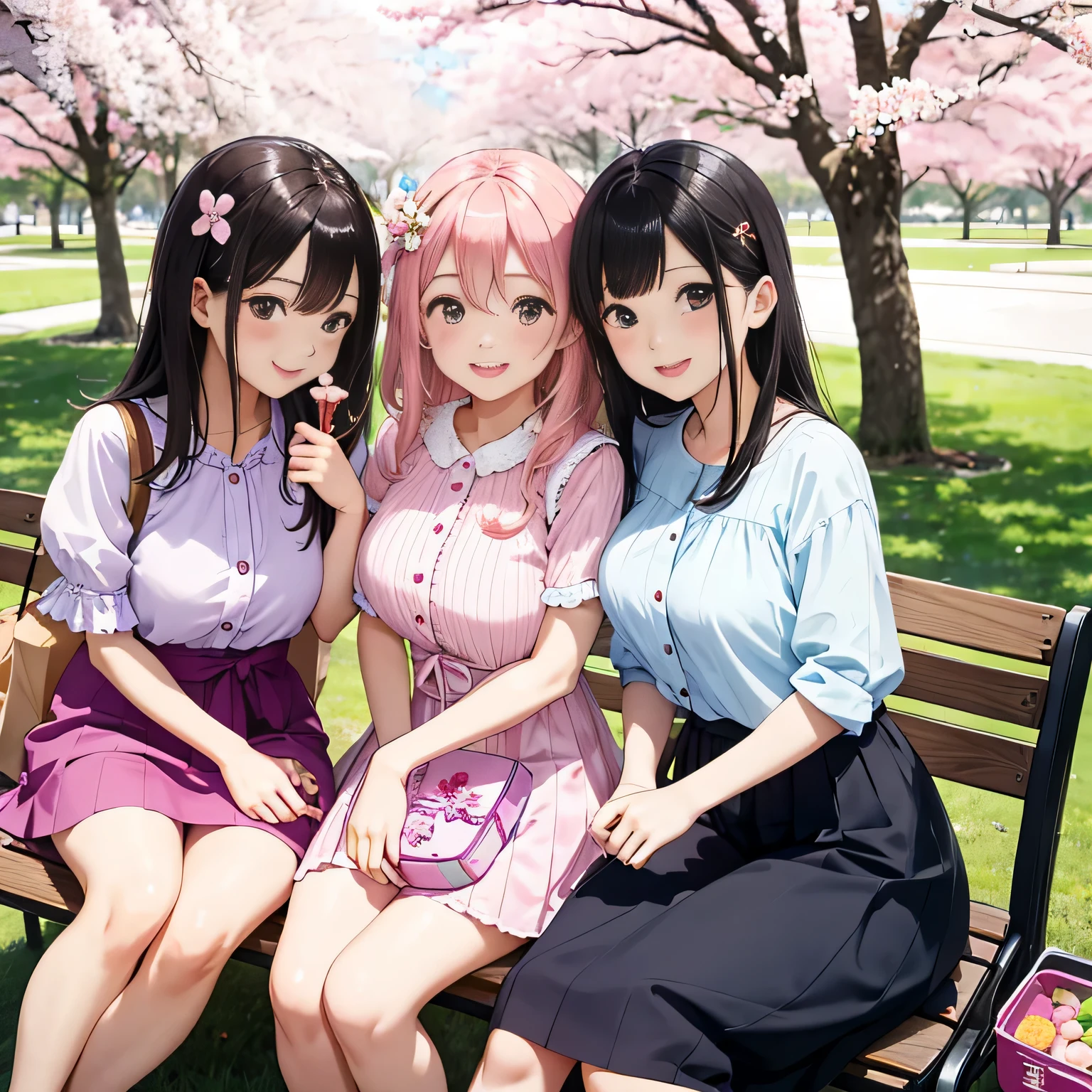 highest quality、High resolution、detailed background、beautiful and detailed face、beautiful and smooth skin、skin texture、professional lighting、Beautiful age girl、(two women)、(huge breasts:1.2)、cute髪色、cute編込みヘアスタイル、smile、enjoy、laughter、smile、sexual expression、looking at me so happy、
spring casual outfit、
Choose tops or dresses with floral or cherry blossom patterns to create a spring-like atmosphere..、
Pair it with a pastel colored skirt for a more cute look.、
my legs are、Pair it with pumps or flat shoes for a feminine look..、
You can make it even more cute by using flower hairpins or ribbons as accessories.、
that is a typical spring event and is held in Japan to celebrate the blooming of cherry blossoms.、
Enjoy a picnic under the cherry blossom trees、Enjoy cherry blossom viewing in the park or along the river.、
We will provide a pad for you to sit on., Leisure sheets, blue sheets, etc..、
Cushions and folding chairs can also be used..、
Please bring your own food and drinks., alcohol, Bento, And sweets.、
that is common to enjoy lunch boxes and drinks in a picnic mood.、
that&#39;It&#39;s also a good idea to prepare dishes that are perfect for cherry blossom viewing., Onigiri etc., sushi, And cherry blossom viewing bento.、
In addition to spending time under the cherry blossom trees、, You can also enjoy shopping and eating and drinking at nearby shops and food stalls..、
景色と舞う桜の花びらをenjoy, Play music and have fun with friends and family, Playing games, Chat with.、cute