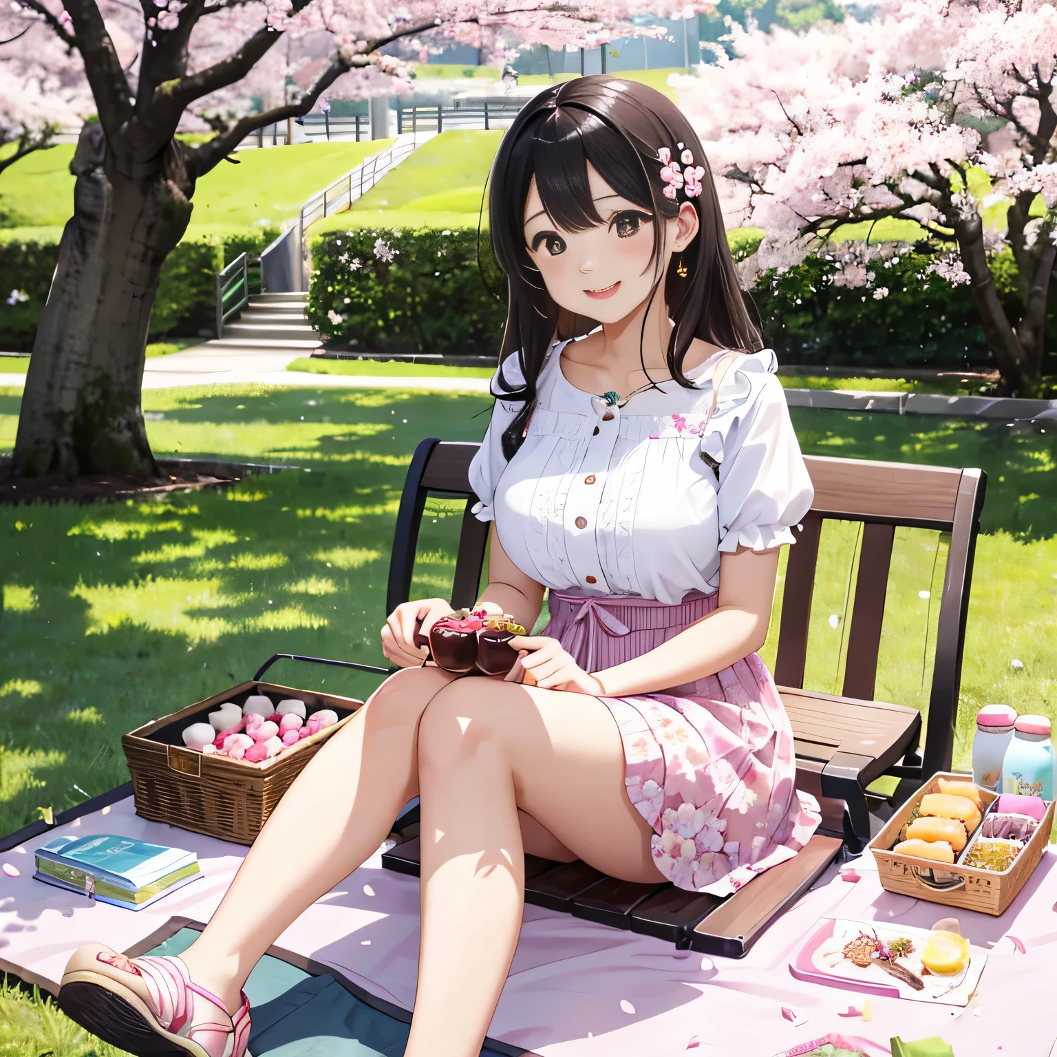 highest quality、High resolution、detailed background、beautiful and detailed face、beautiful and smooth skin、skin texture、professional lighting、Beautiful age girl、(two women)、(huge breasts:1.2)、cute髪色、cute編込みヘアスタイル、smile、enjoy、laughter、smile、sexual expression、looking at me so happy、
spring casual outfit、
Choose tops or dresses with floral or cherry blossom patterns to create a spring-like atmosphere..、
Pair it with a pastel colored skirt for a more cute look.、
my legs are、Pair it with pumps or flat shoes for a feminine look..、
You can make it even more cute by using flower hairpins or ribbons as accessories.、
that is a typical spring event and is held in Japan to celebrate the blooming of cherry blossoms.、
Enjoy a picnic under the cherry blossom trees、Enjoy cherry blossom viewing in the park or along the river.、
We will provide a pad for you to sit on., Leisure sheets, blue sheets, etc..、
Cushions and folding chairs can also be used..、
Please bring your own food and drinks., alcohol, Bento, And sweets.、
that is common to enjoy lunch boxes and drinks in a picnic mood.、
that'It's also a good idea to prepare dishes that are perfect for cherry blossom viewing., Onigiri etc., sushi, And cherry blossom viewing bento.、
In addition to spending time under the cherry blossom trees、, You can also enjoy shopping and eating and drinking at nearby shops and food stalls..、
景色と舞う桜の花びらをenjoy, Play music and have fun with friends and family, Playing games, Chat with.、cute