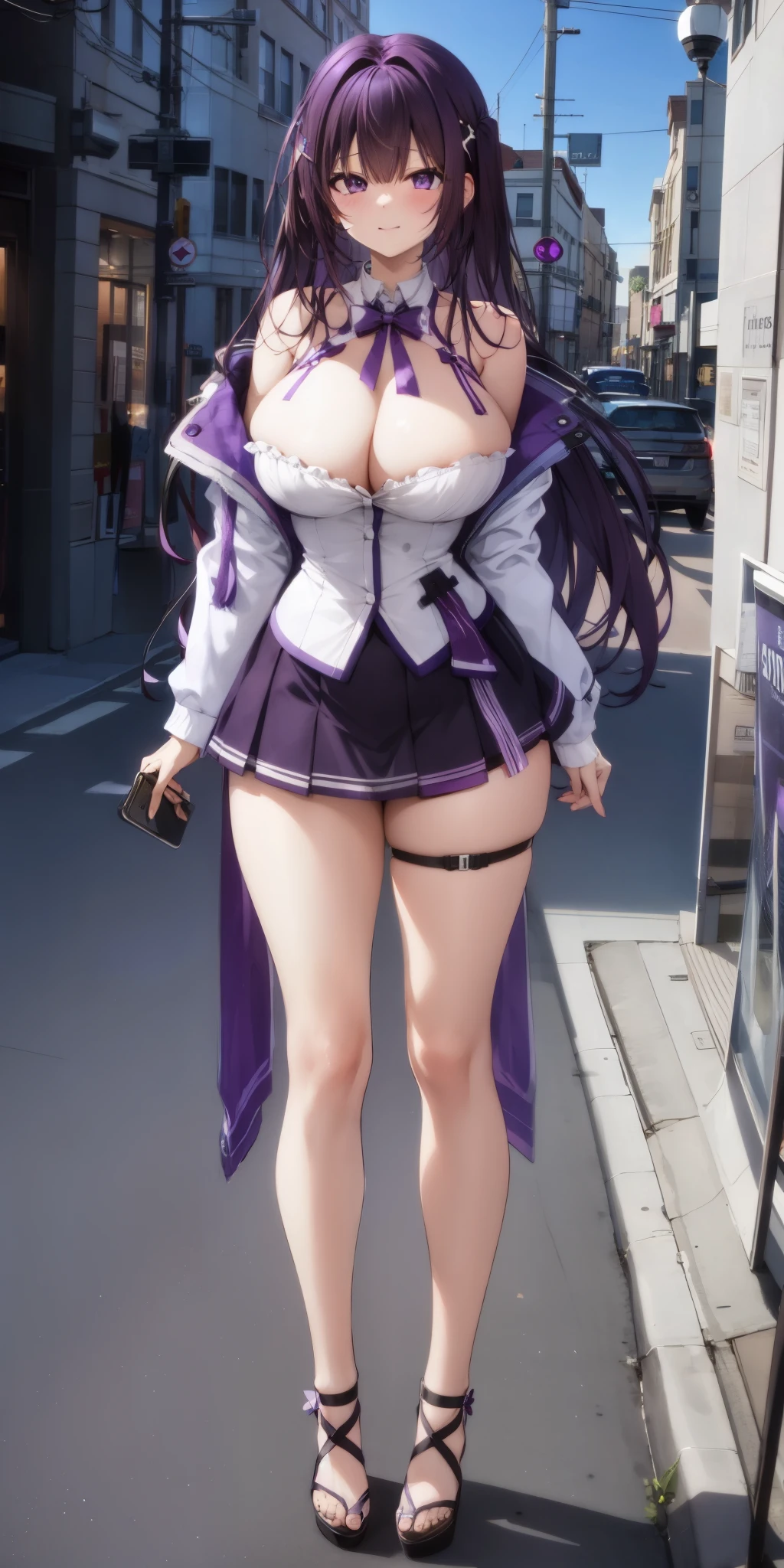 purple hair,age girl,Big breasts