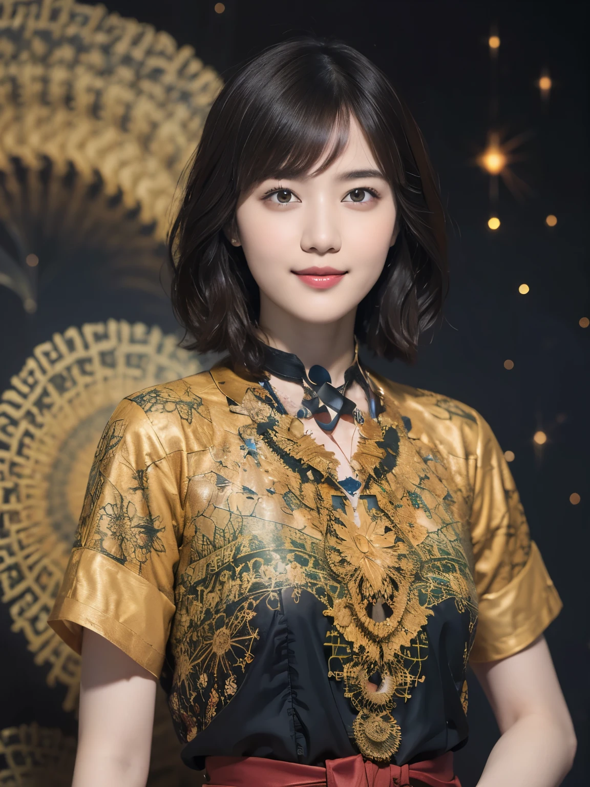 172
Shorthair, a 20 yo woman, gentle smile, abstract, (entangle:1.2), (background is fractal design:1.46)