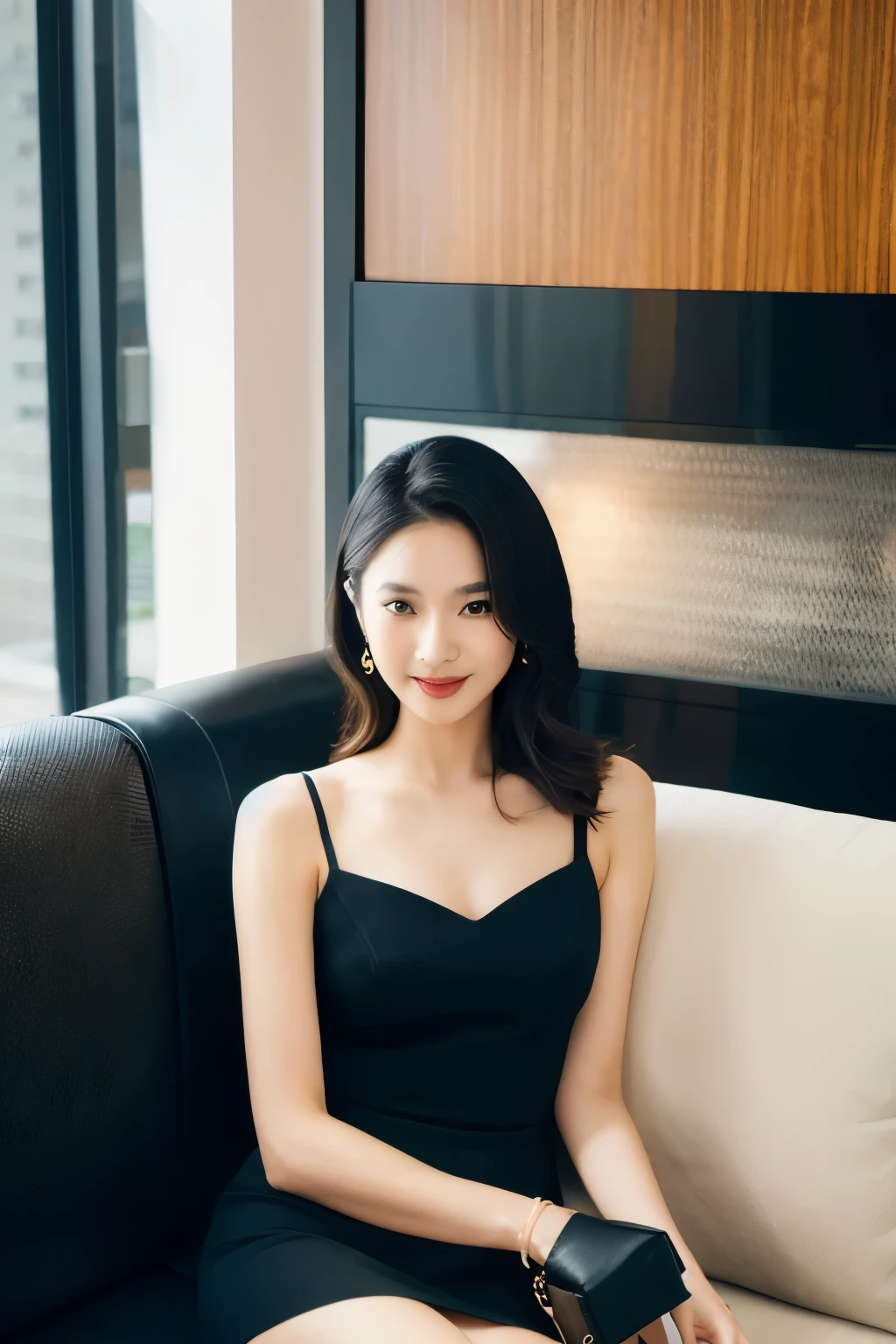 araffe woman sitting on a couch with a purse and a handbag, mai anh tran, louise zhang, gemma chen, a young asian woman, wenfei ye, xision wu, nivanh chanthara, jackie tsai style, xintong chen, jaeyeon nam, taejune kim, katherine lam, cindy avelino